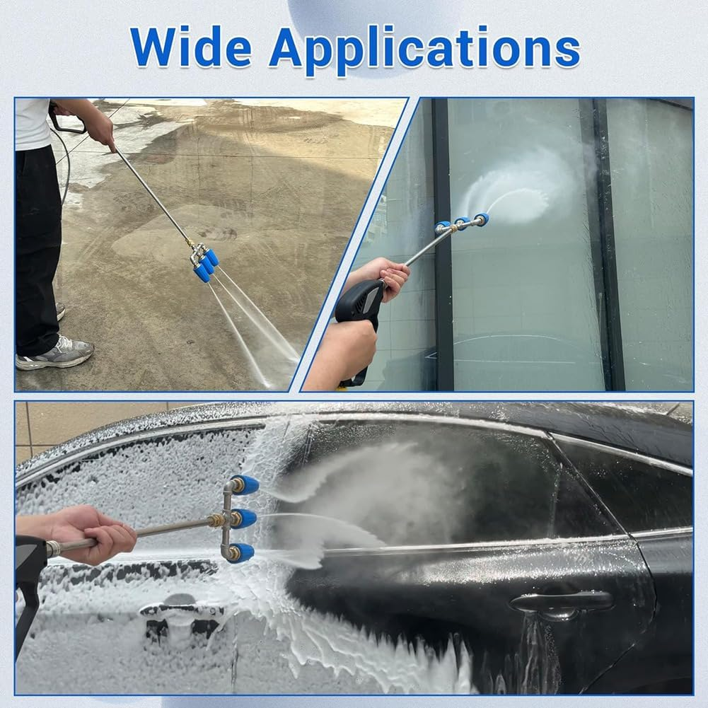 Triple Turbo Nozzle Pressure Washer, 360&deg; Rotating Turbo Nozzle with 1/4Inch Quick Connector, 2.0 Orifice, 4000 PSI image number 4