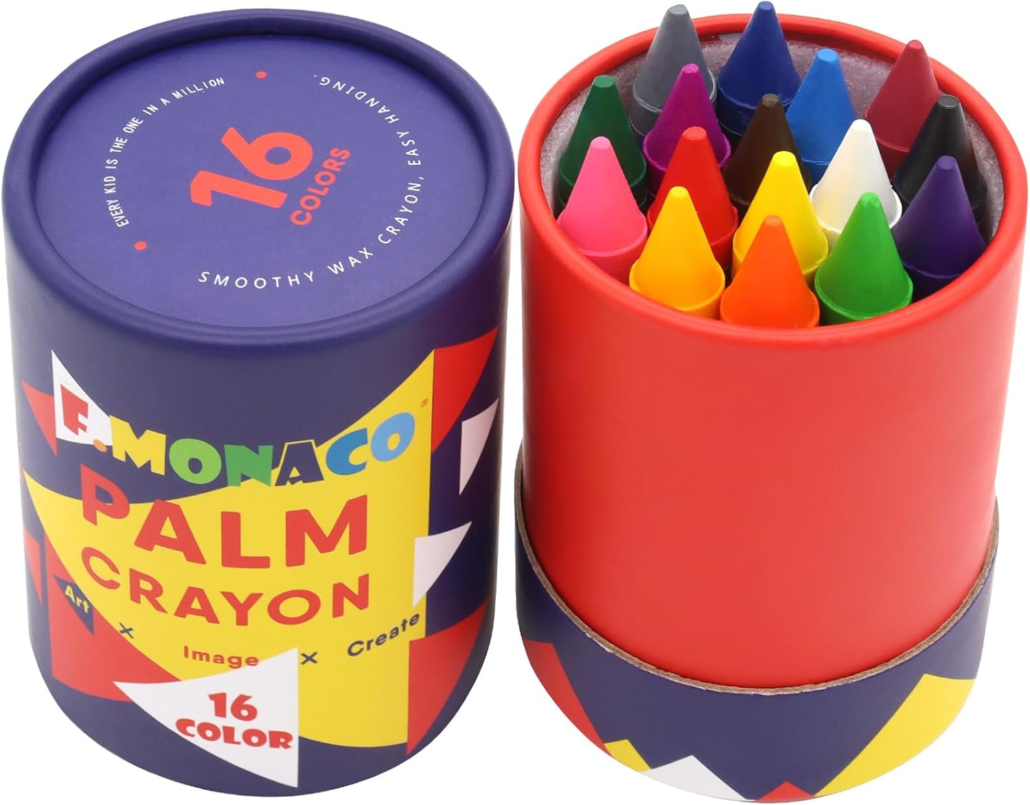 (16 Colors) - Pack of 16 Non Toxic Crayons, Easy to Hold Toddler Large Crayons,Safe for Kids and Children Flower Monaco image number 4