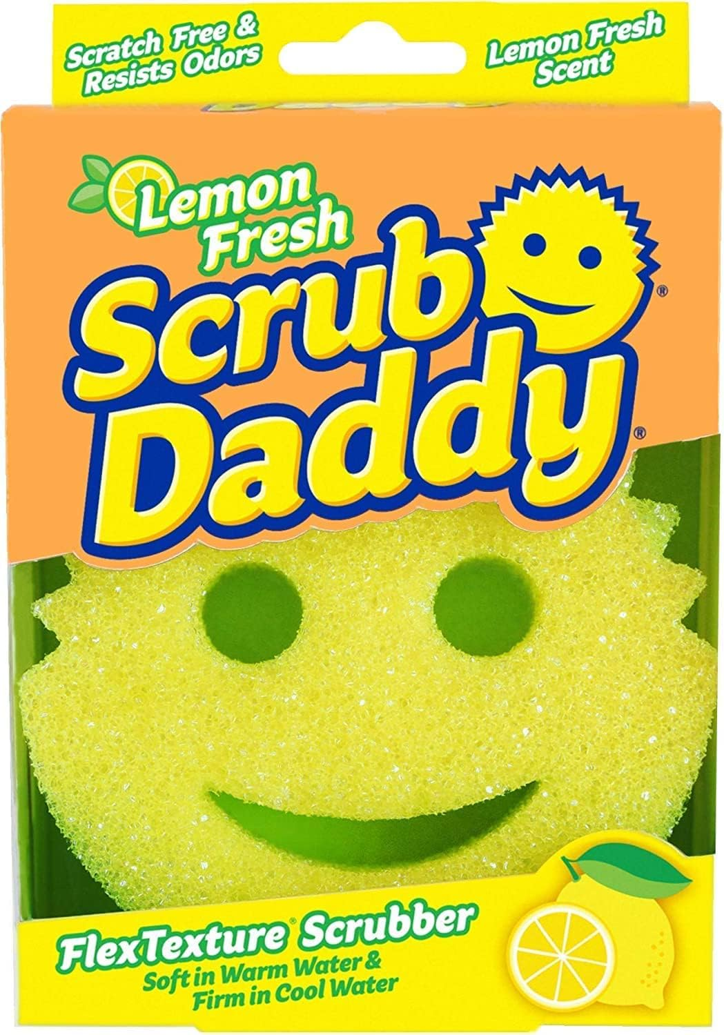 Scrub Daddy Lemon Fresh - Multipurpose Cleaning Sponge - Soft in Warm Water, Firm in Cold Water for Tough Cleaning - Scratch Free, Odour Resistant and Lemon Scented, Ergonomic image number 4
