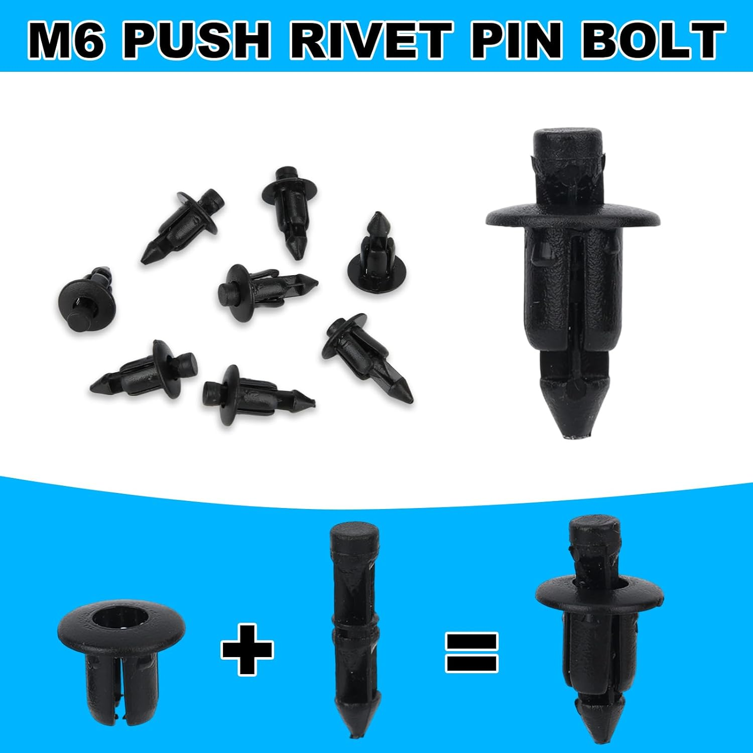 BOXOB 120Pcs Plastic Fender Clips Body Rivets, 4 Styles Push Rivet Pins Compatible with UTV ATV Motorcycle Sports Bicycle M7 and More Fender Clips for Polaris Yamaha Suzuki Kawasaki image number 3