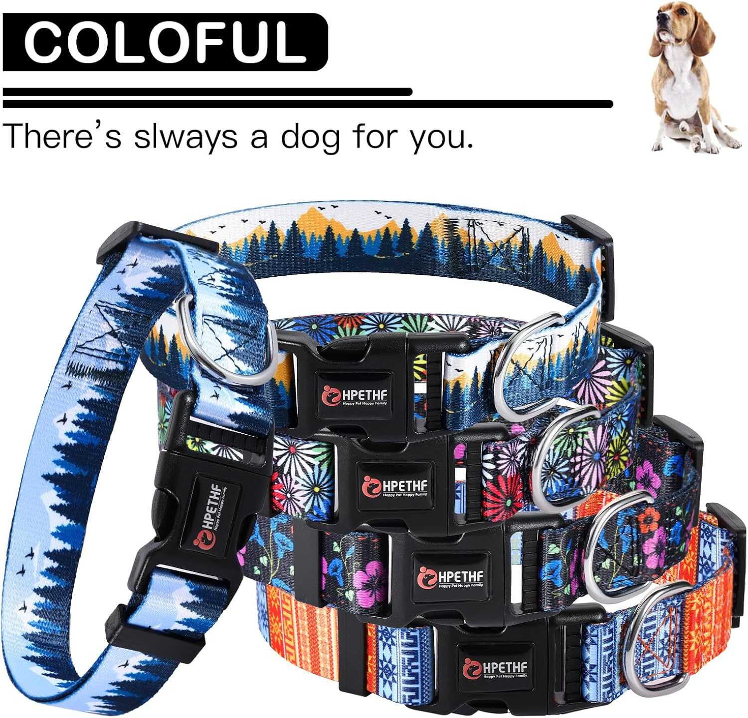 Dog Collar, Pet Collars, Super Soft Nylon Puppy Collar, Adjustable Scatter Collars for Puppies, Adjustable Nylon Collar (A) image number 2