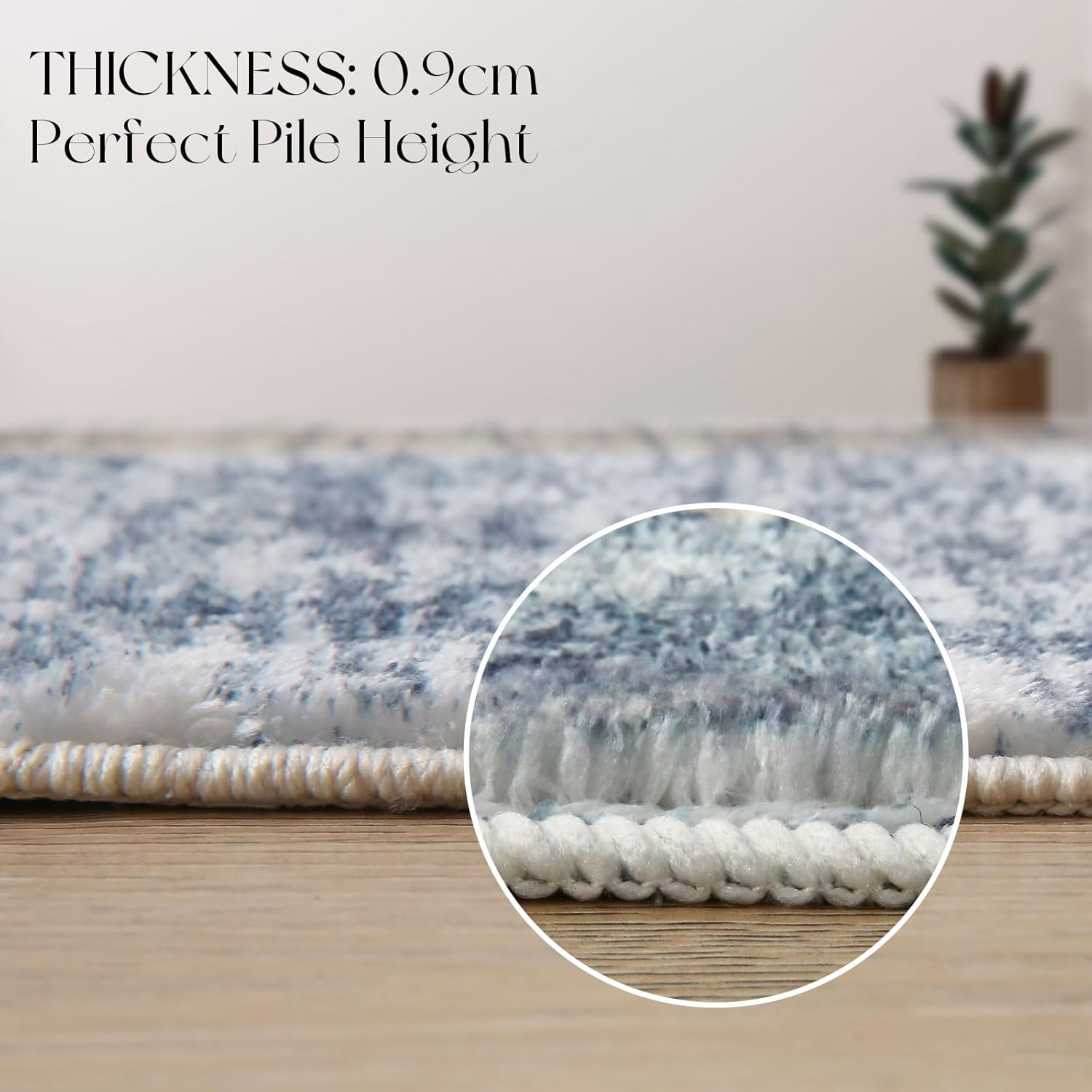 Tinyboy-Hbq Living Room Rugs Bedroom Area Rugs Modern Area Rugs Non Slip Abstract Rug Washable Rugs Soft Short Pile Rugs for Bedroom Floor Mats Carpet (Abstract Light Blue/Multi, 200 X 300Cm) image number 3