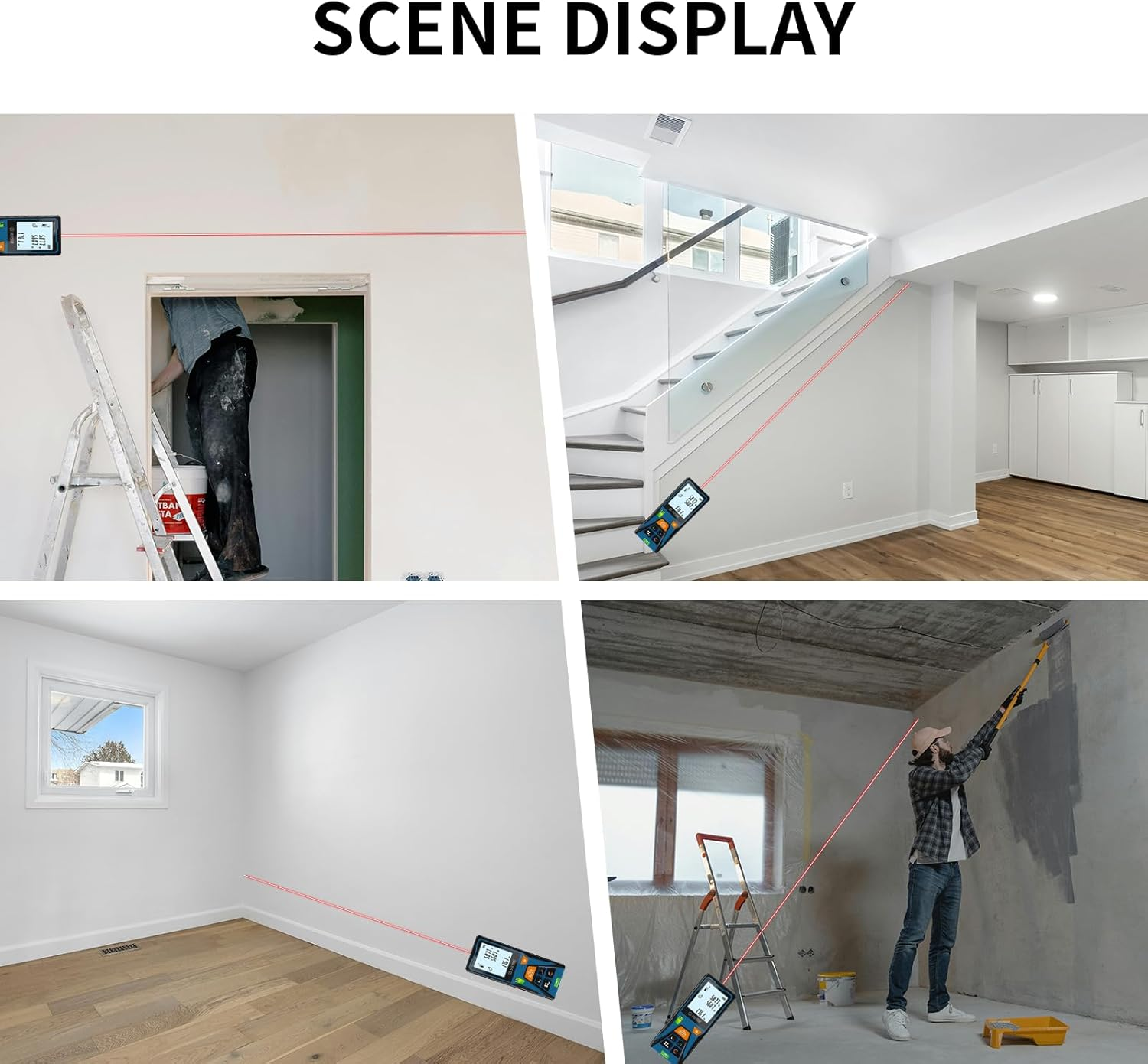 Laser Distance Meter 196Ft Digital Laser Measuring Tool with LCD Backlit Display, Pythagorean Mode, Area & Volume Calculation, &plusmn;2Mm Accuracy, Class II, Electronic Tape Measure for DIY and Construction - Elite-R 196Ft image number 5