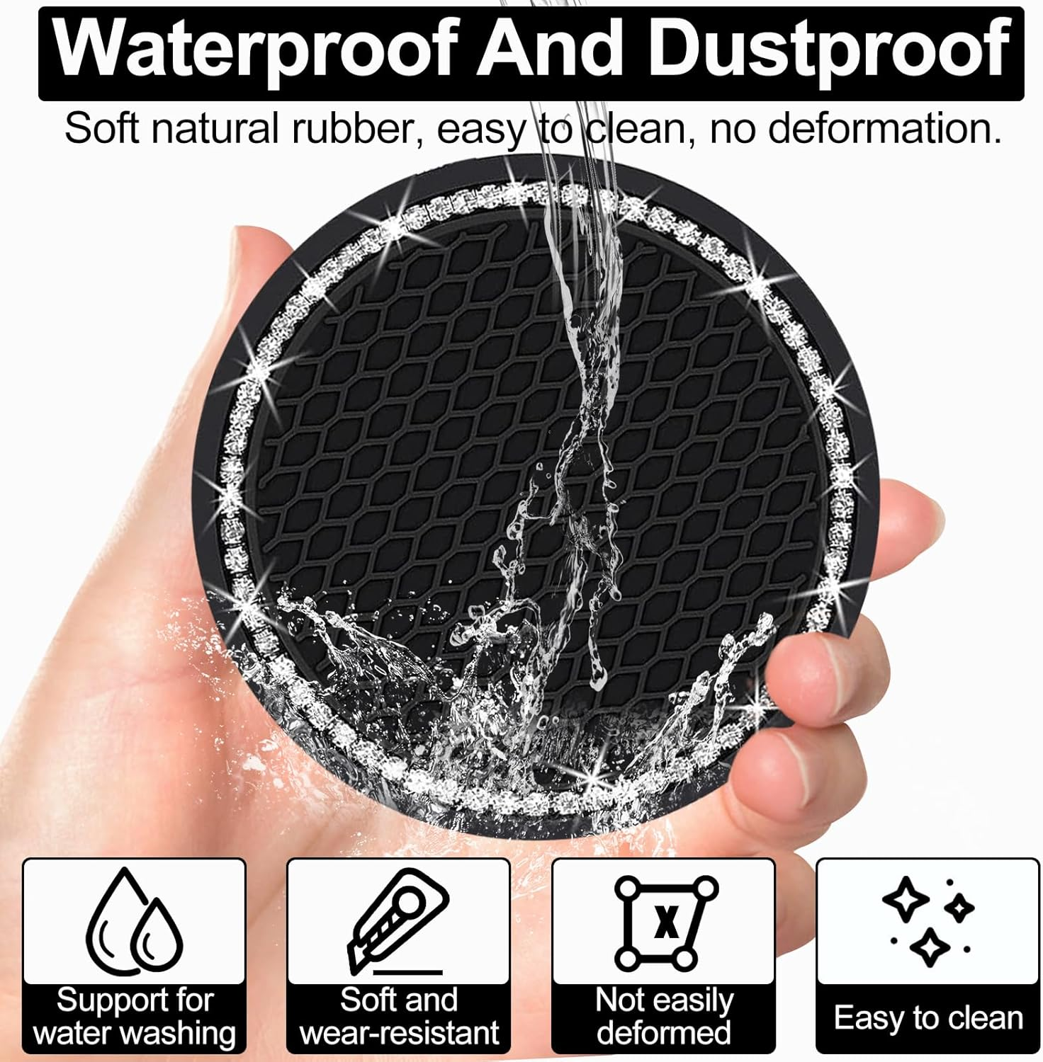 Upgraded Car Cup Holder Coaster, 4Pcs Car Cup Expanding Holder Adapter Insert Coaster Car Drink Extender Auto Interior Accessories for 2.75" Mug Cup/Bottle Mat image number 5