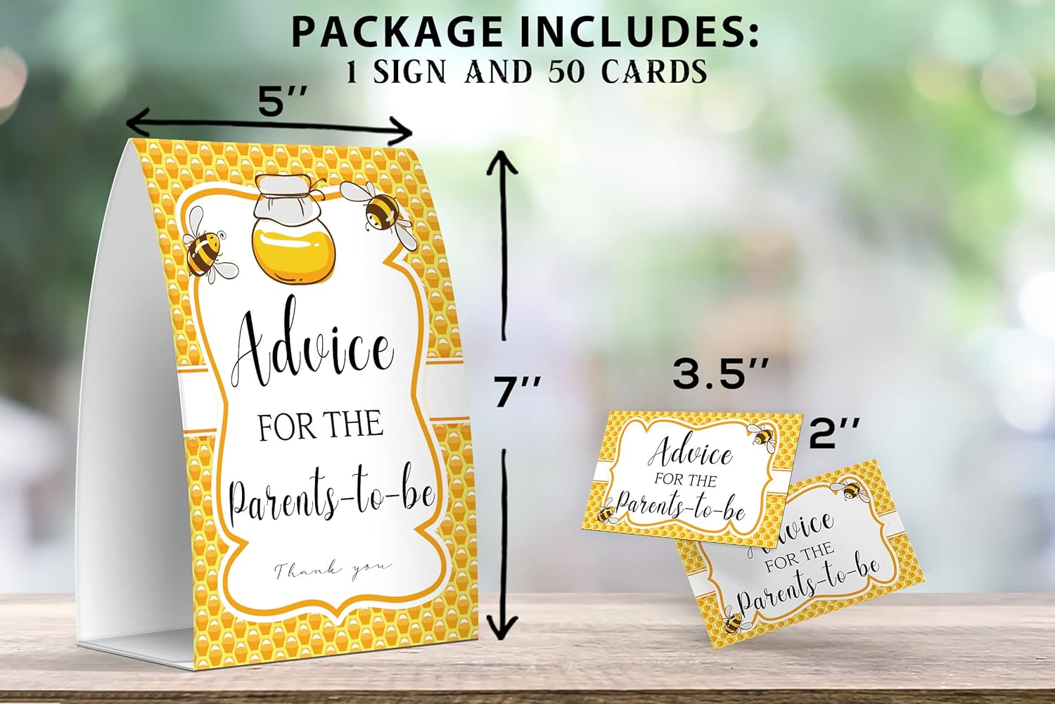 Advice for the Parents-To-Be, Honey Bee Baby Shower Games, Honey Bee Theme Baby Shower, Honey Bee New Parents Advice Cards, New Mom & Dad Keepsakes - One Sign + 50 Cards (GES20)