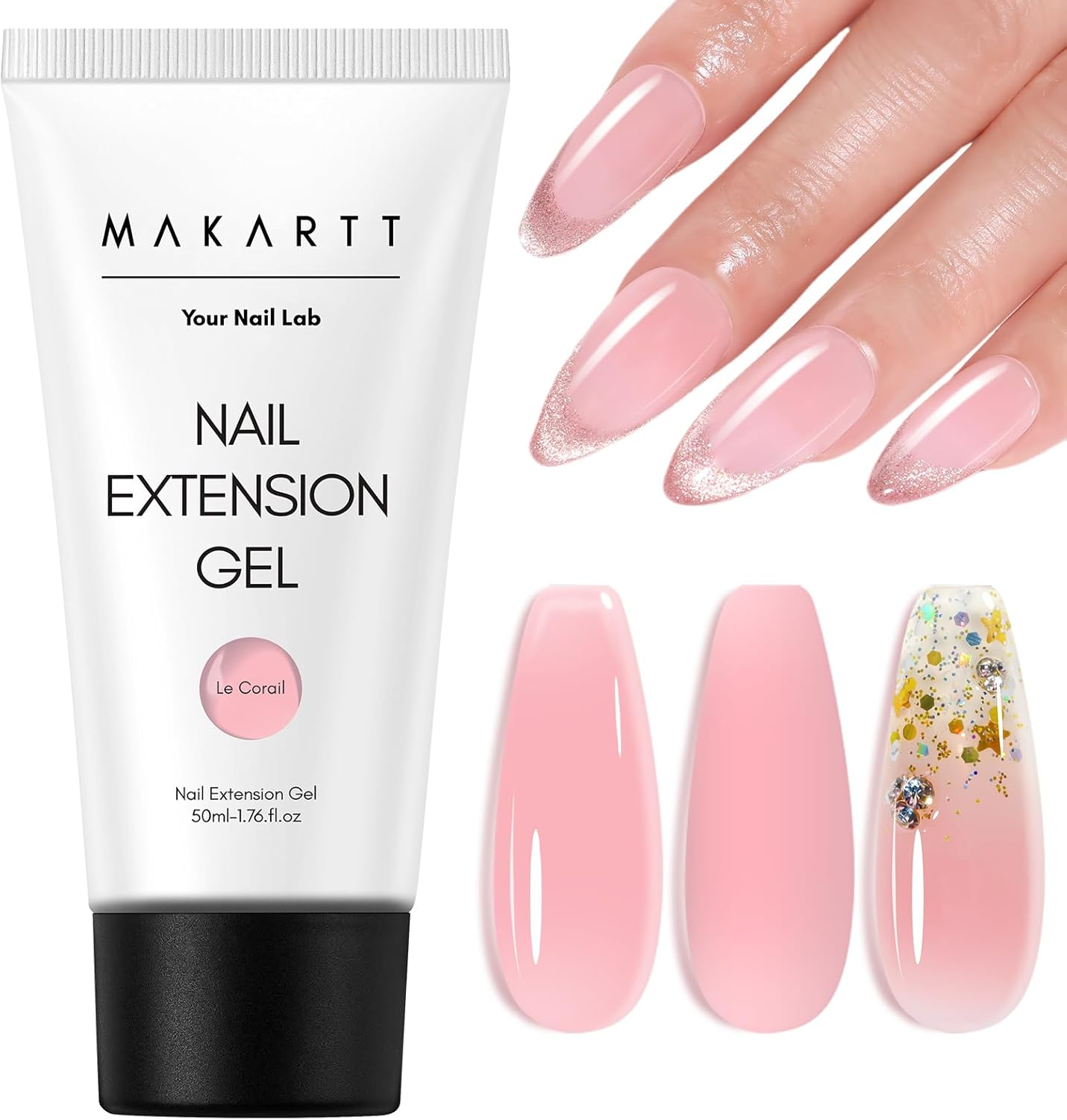 Makartt P-21 Poly Nail Builder Gel Hybrid Gel 50ML 1.76Oz Natural Pink Nail Extension Gel Nail Enhancement Nail Thickening Tool image number 3