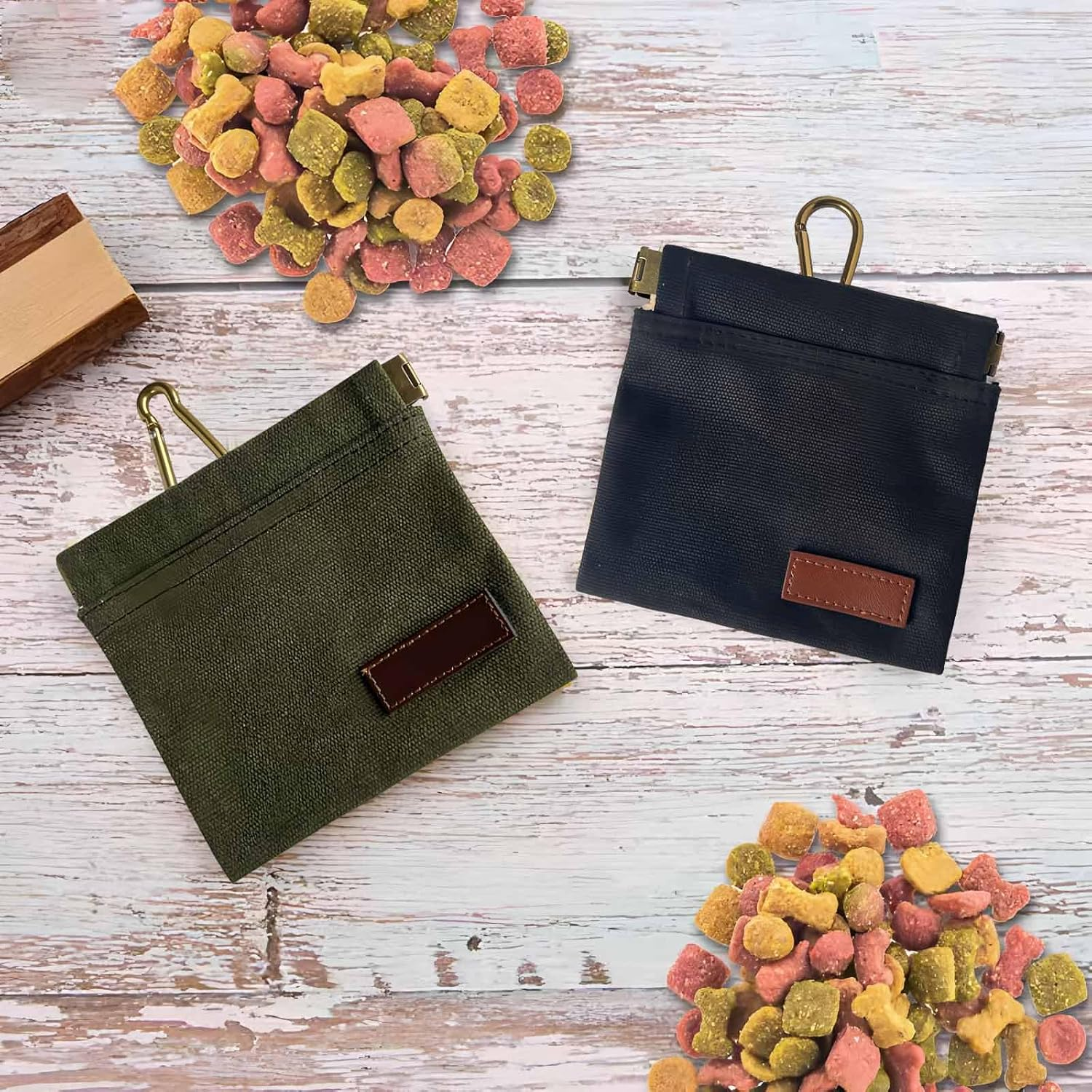 Dog Treat Pouch - 2PCS Hand Free Dog Walking Bag with Auto Closing Pet Feed Snack Reward Pocket | Pet Training Pouch for Puppy Obedience, Leak-Proof Design | Walking, Travel & Training Accessories image number 4