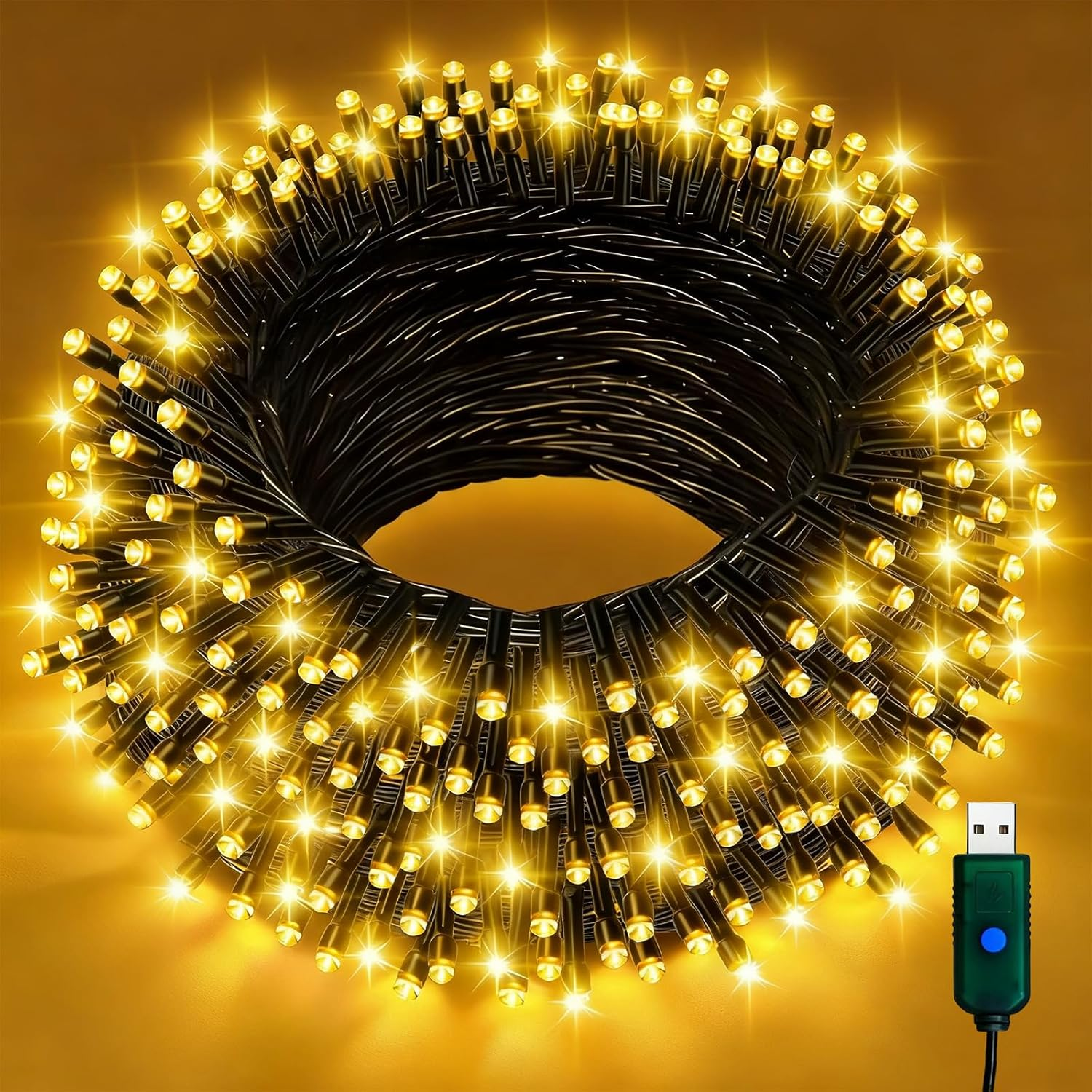 Christmas Lights & Fairy Lights, 30M 300 Leds USB String Lights with 8 Lighting Modes for Indoor Outdoor Bedroom Wedding Decor Party Christmas Tree Lighting (300Leds Warm) image number 3