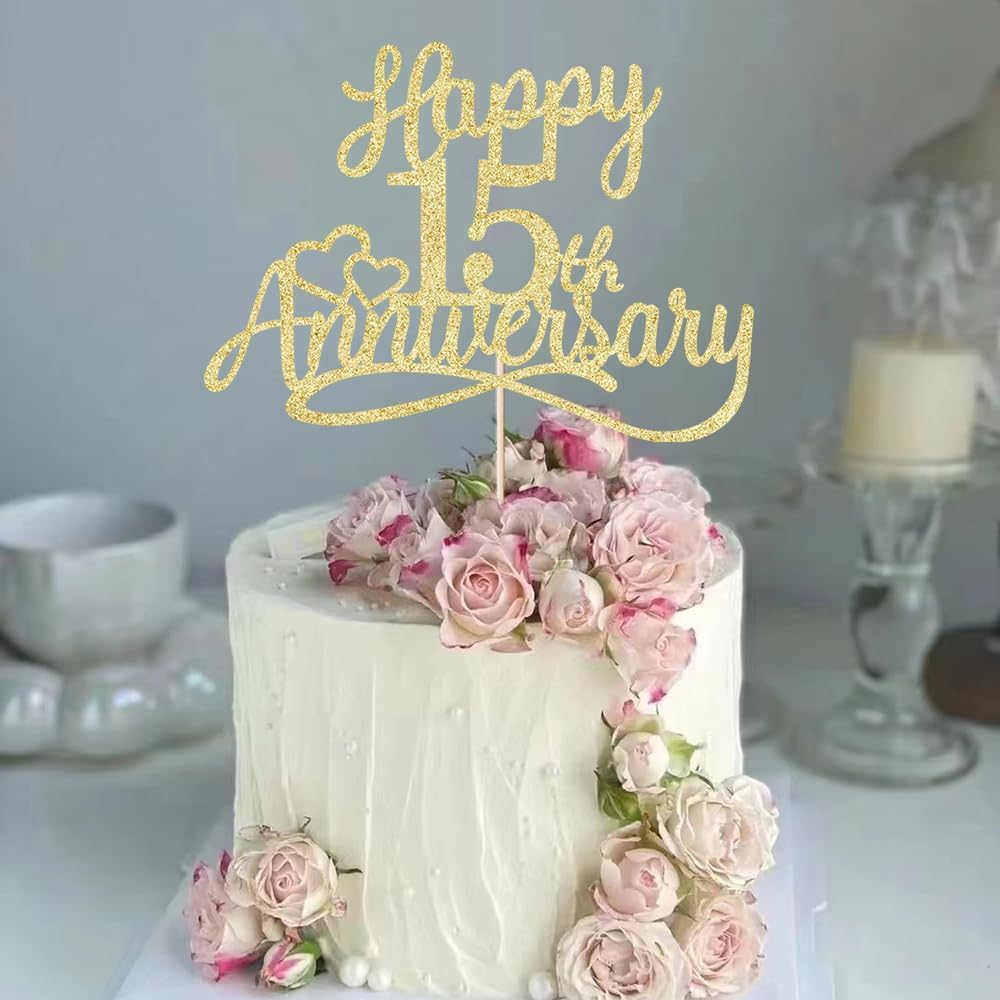 Sleyberoy Glitter Happy 35Th Anniversary Cake Toppers - Wedding & Party Decorations for 35Th Anniversary, Company Celebration, or Birthday