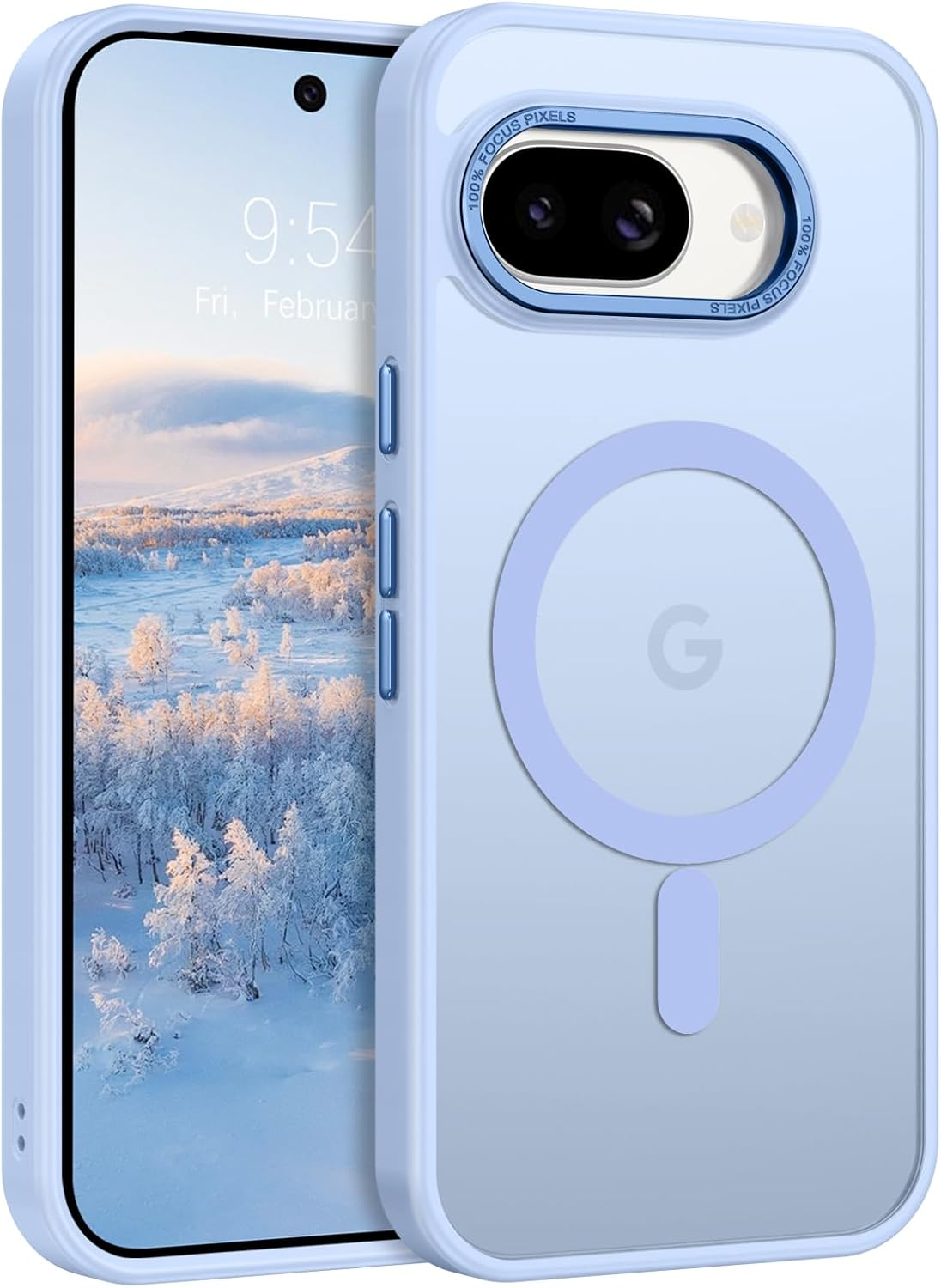 BENTOBEN for Google Pixel 9A Case, Magnetic Skin-Friendly Touch Slim Matte Phone Cases Supports Wireless Charging, Shockproof Full-Body Protective Cover for Google Pixel 9A 6.3 Inch (2025) Light Blue