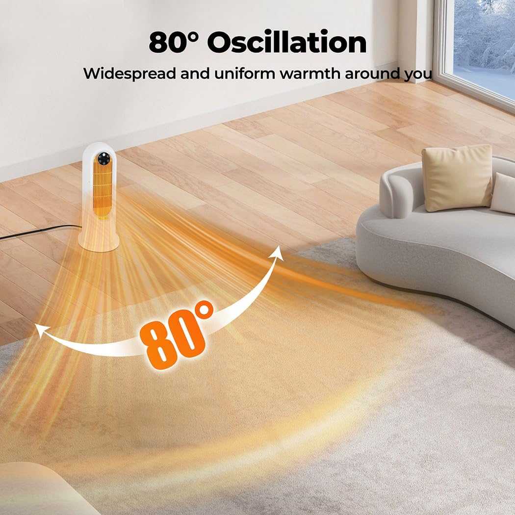 Spector Electric Heater,3S Fast Heating Ceramic Heater, 3 Speed Modes Safe, Fan Heaters for Home Low Energy, Overheating & Tip-Over Protection, Quiet Heating for Indoor Use, Bedroom,Office Protection image number 2