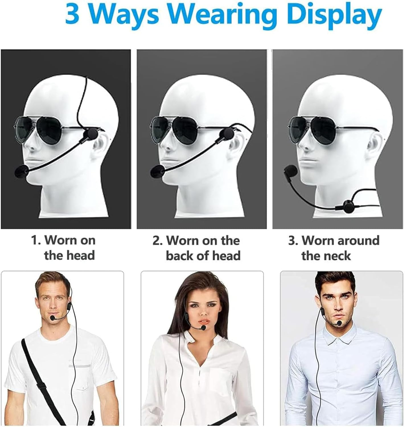 2Pcs Microphone Headset Mic, 3.5Mm Connector Jack Headset Microphone with Flexible Wired Boom for Voice Amplifier, Teachers, Speakers, Coaches, Presentations, Seniors and More image number 1