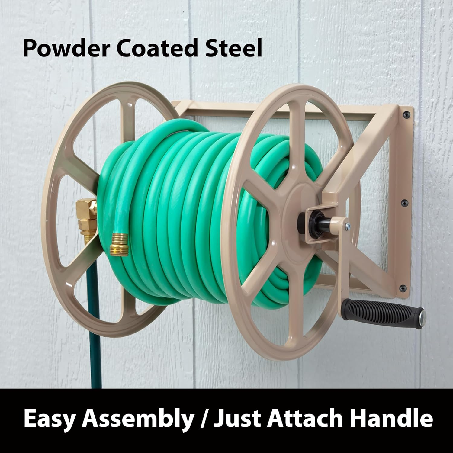 Liberty Garden 709 Steel Wall/Floor Mounted Hose Reel, Holds 200-Feet of 5/8-Inch Hose - Tan - Tan image number 4