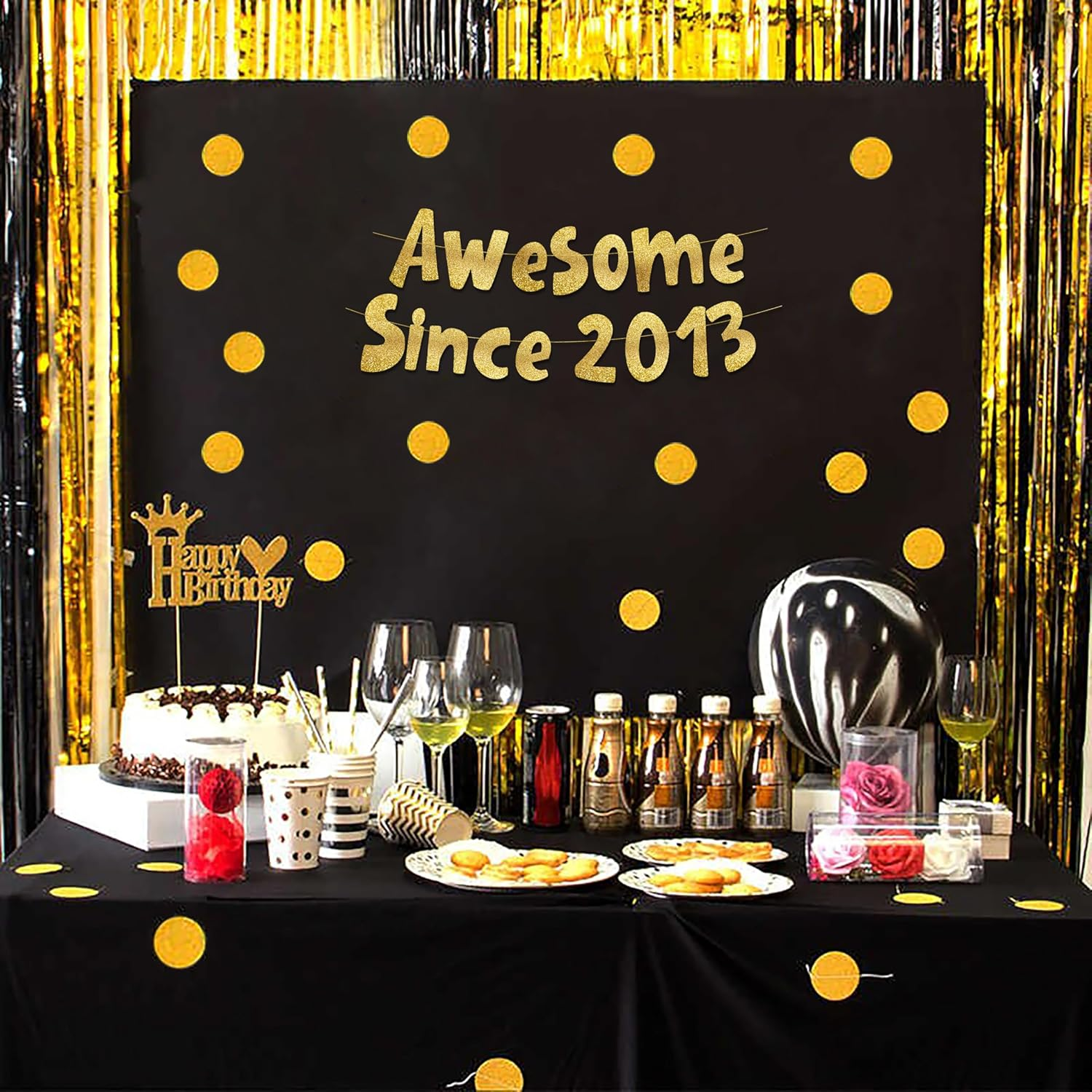 Awesome since 2013 Gold Glitter Banner - 12Th Birthday and Anniversary Party Decorations image number 1