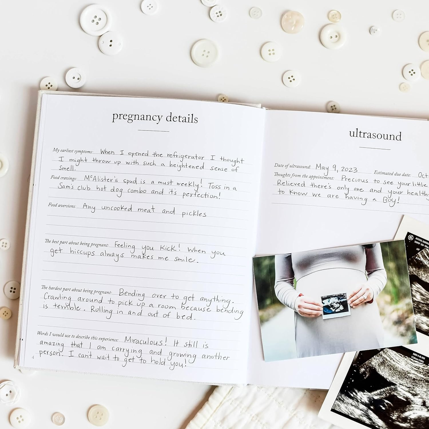 DUNCAN & STONE PAPER CO. Childhood Memory Book (Cream, 175 Pages) - Pregnancy to Year Eighteen Memory Journal for Parents - Sky Blue image number 4