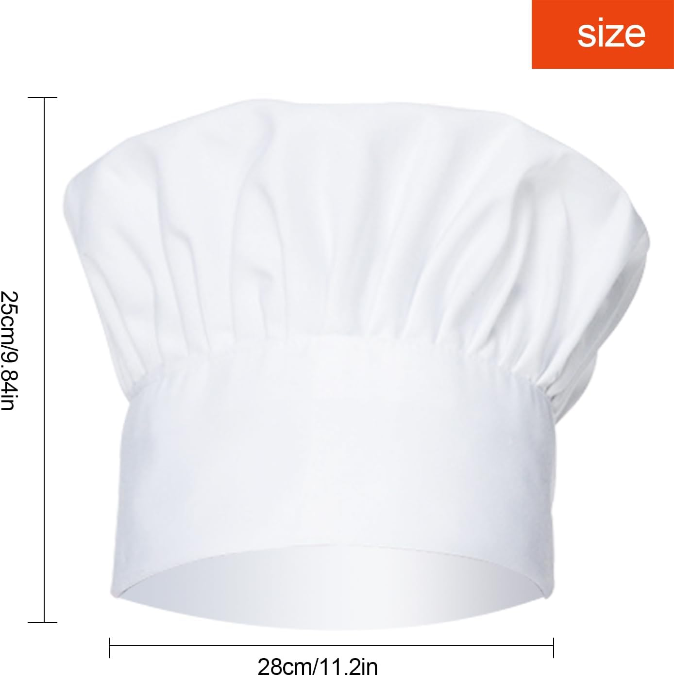 Chef Hat, 2PCS Adult Premium Adjustable Elastic Baker Kitchen Cooking Chef Cap Bakery Hats for Cooking, Baking, Pizza Part - Black+Black image number 3