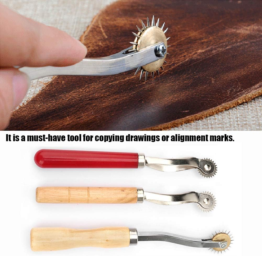 3 Pcs Tracing Wheel Sewing Patterns Tool, Needle Point Tracing Overstitch Wheel, Pounce Wheel, Rotary Perforation Cutter, Professional Stitch Marking Spacer, for Leather Paper Cloth Arts DIY Crafts image number 1