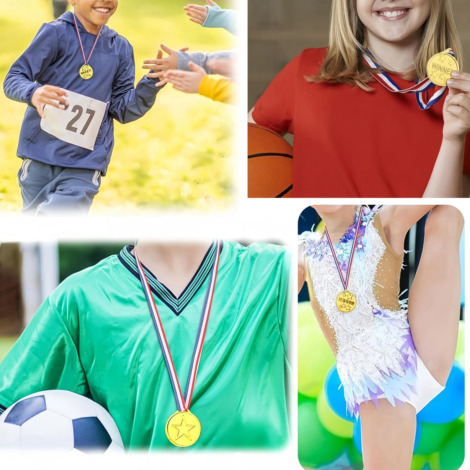 Wizefolk 30 Pcs Medals Awards, 3.7 Cm Winner Medals,Gold Medals,Plastic Medal with Neck Ribbons for Party Decoration, Games Competition, Sports, Activity, Talent Show image number 1