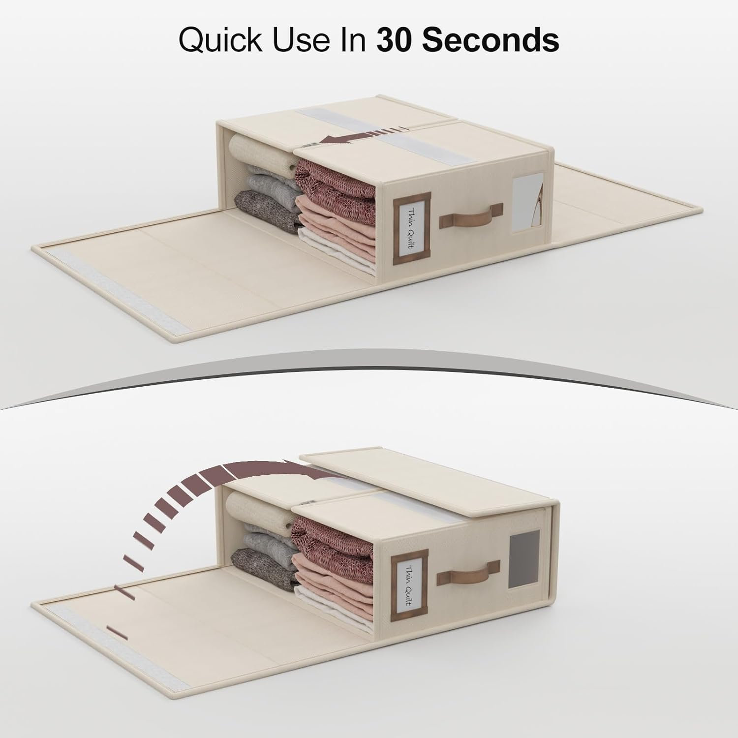 Bigponpon 6 Pack Bed Sheets Organizers and Storage (Cal King Size), Foldable Organizer with Handle for Linen Closet, Bedding Storage for Sheets, Duvet Cover (Beige) image number 6