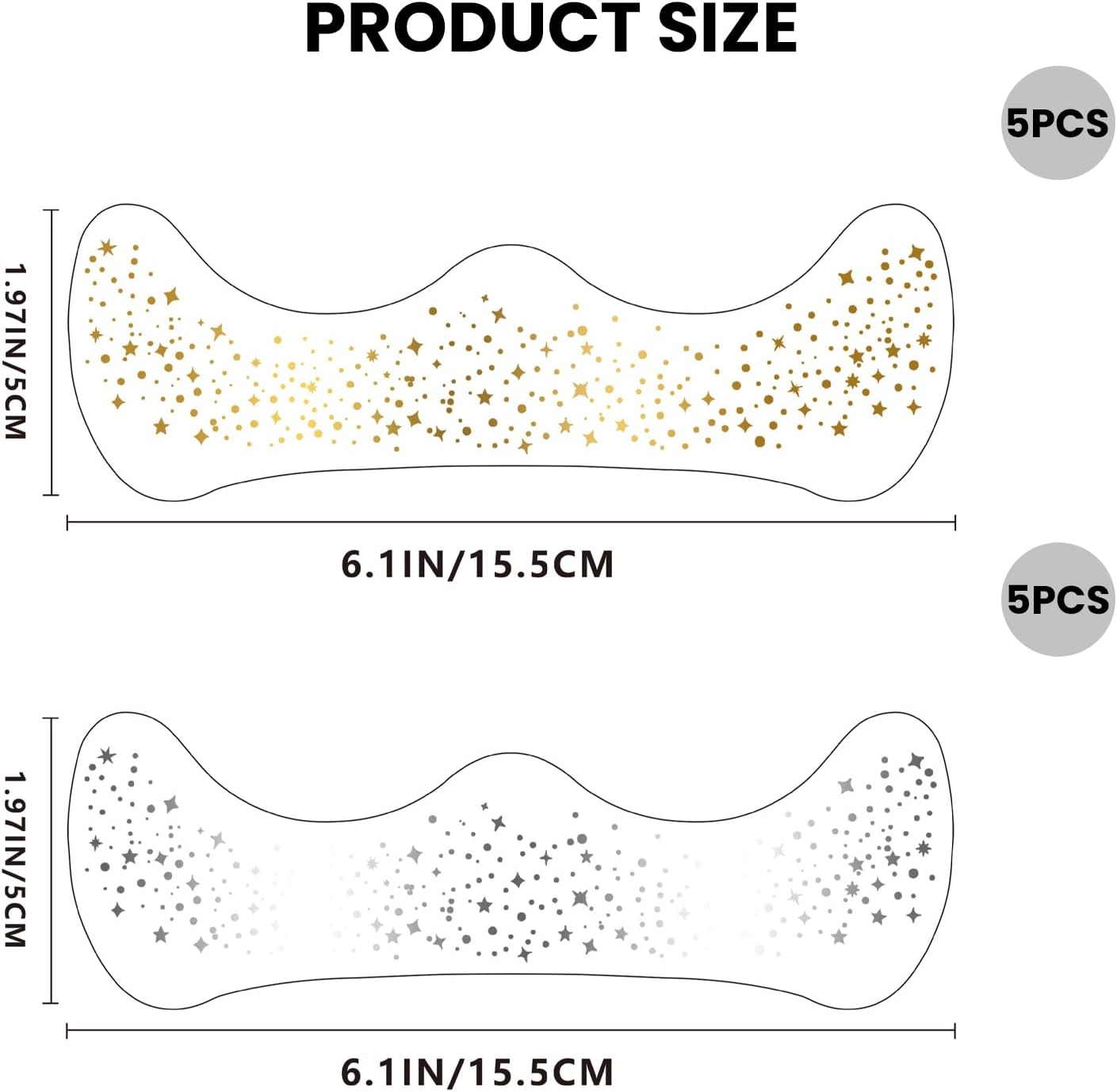 Agwenkui 10Pcs Glitter Freckles Face Tattoo - Natural-Looking Speckles Makeup Patches Freckles Tattoo with Speckles Patches for Face Makeup Glitter Designs (Gold Silver) image number 1