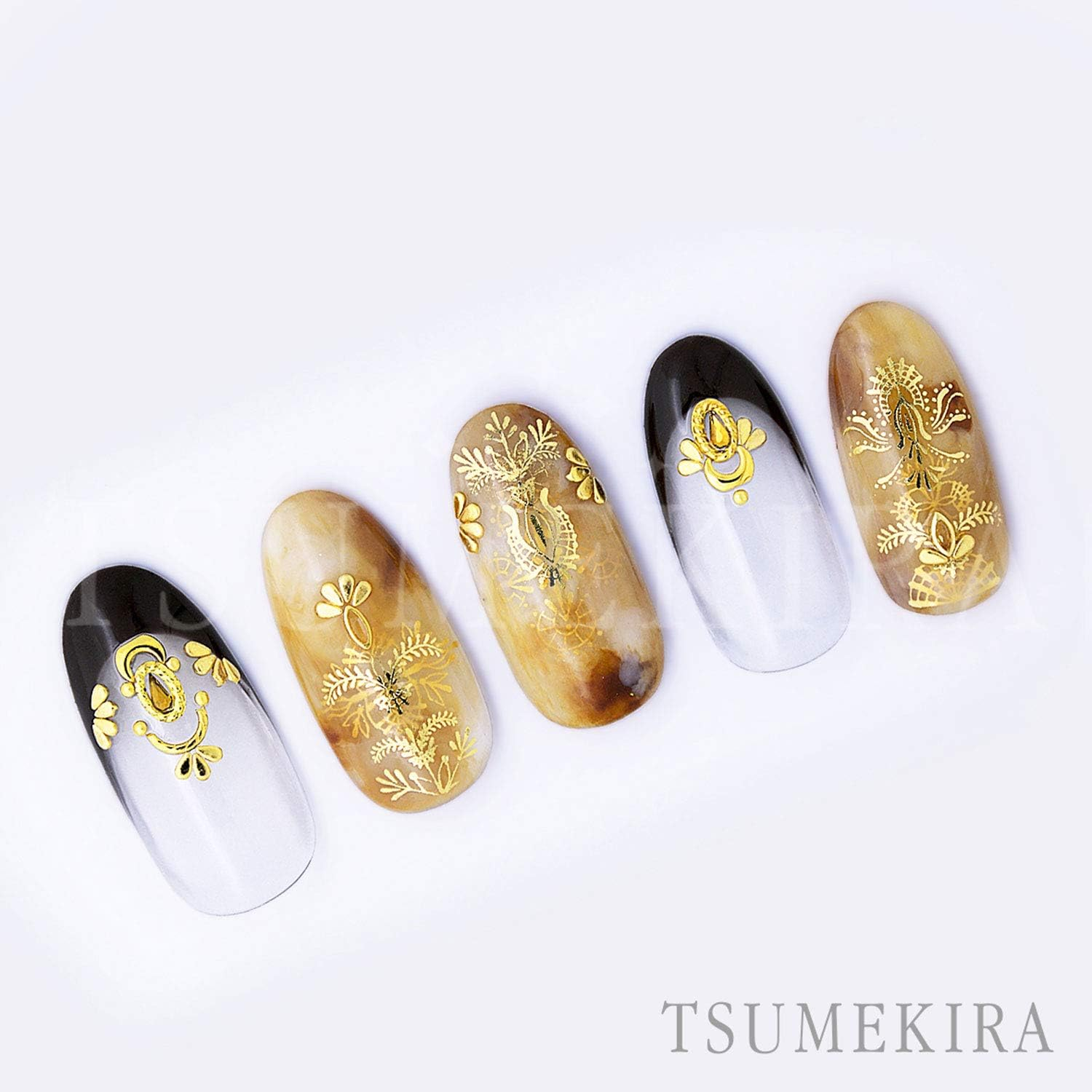 TSUMEKIRA SG-YUU-102 Nail Stickers, Embroidery Lace, Gold (For Gel Only) image number 1