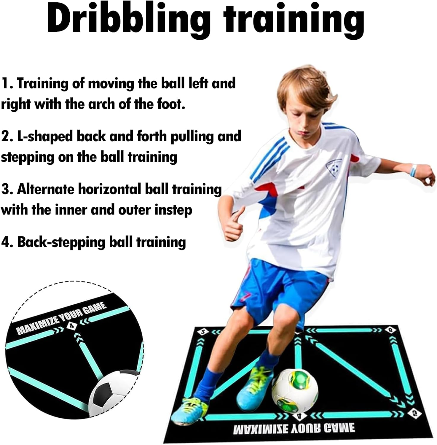 Soccer Training Mat, Football Footstep Training Mat for All Levels, Non-Slip Silent Soccer Train Mat Equipment for All Ages to Enhance Your Soccer Skills image number 4