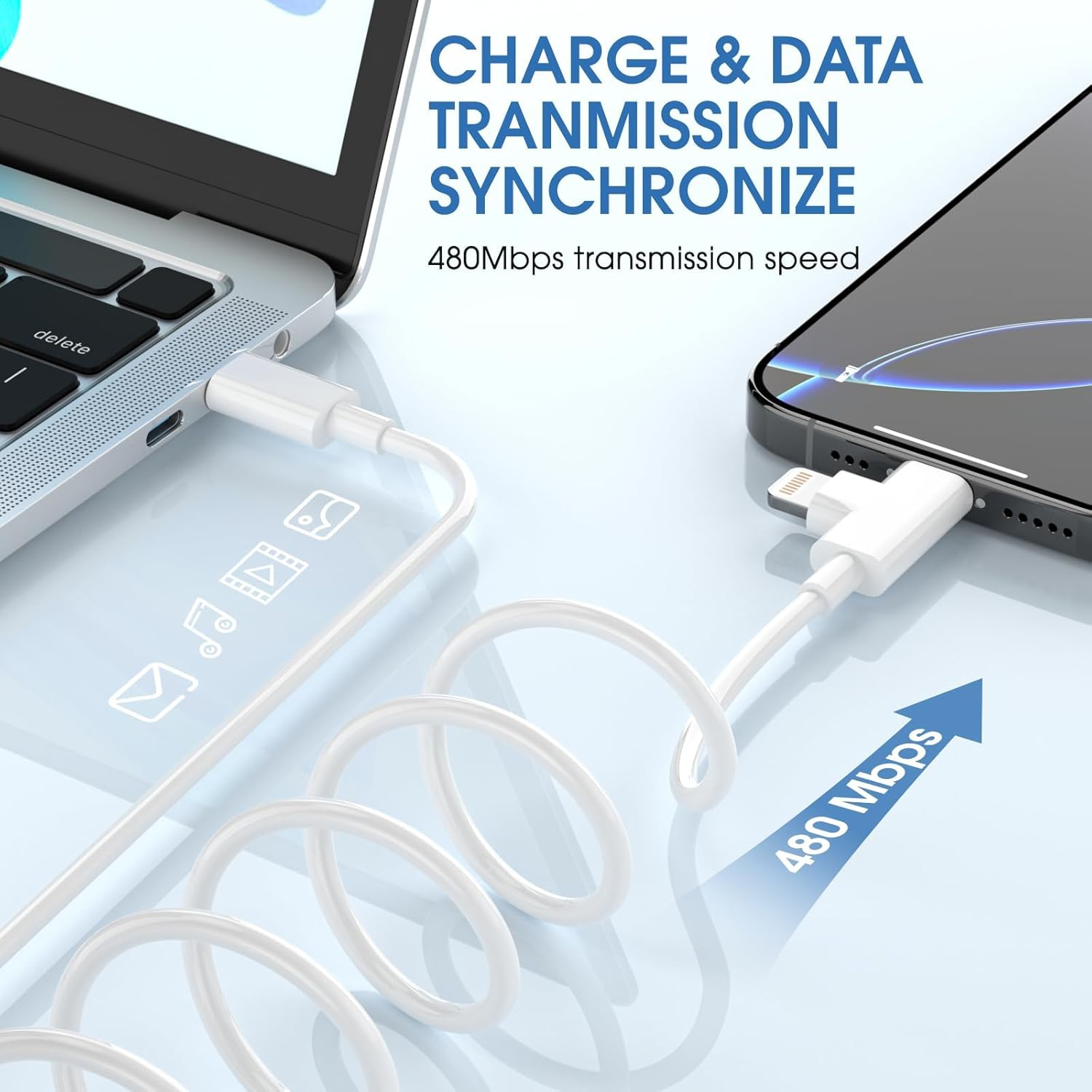 AMITOME 2 in 1 USB C to USB C and IP Fast Car Charging Cable 2M（2 Pack）,100W Mfi Certified Charging Cord Power Delivery for Iphone Charging Cord Compatible with Iphone 16 15 14 13 Pro Max Mini X