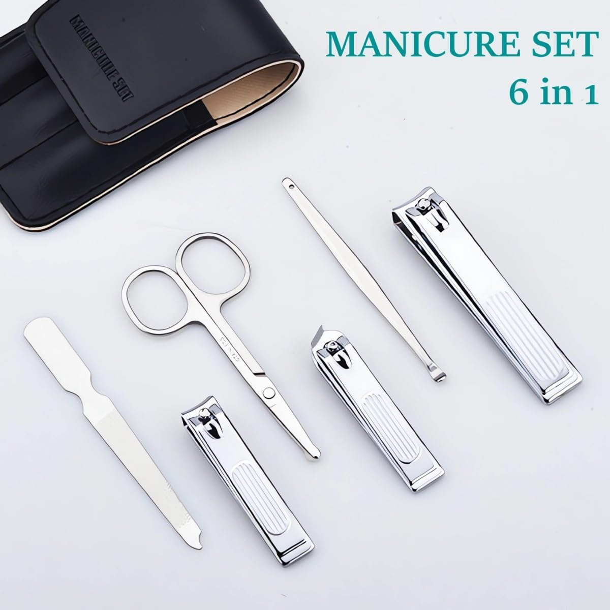 Nail Clipper Set, 6 Pcs Toenail Clippers, Stainless Steel Fingernail Clipper, and PU Leather Manicure Set, Purse Essentials Travel Nail Kit Gift Ideas image number 4