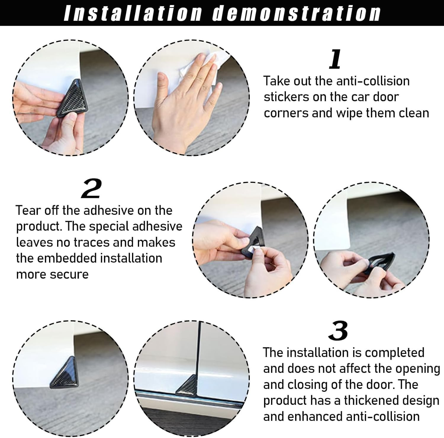 Car Door Corner Covers, 2 Pcs Carbon Fiber Anti-Collision Corner Protectors, Self-Adhesive Front Door Protector Stickers, Durable Car Accessories for Auto, Trucks, and SUV image number 5