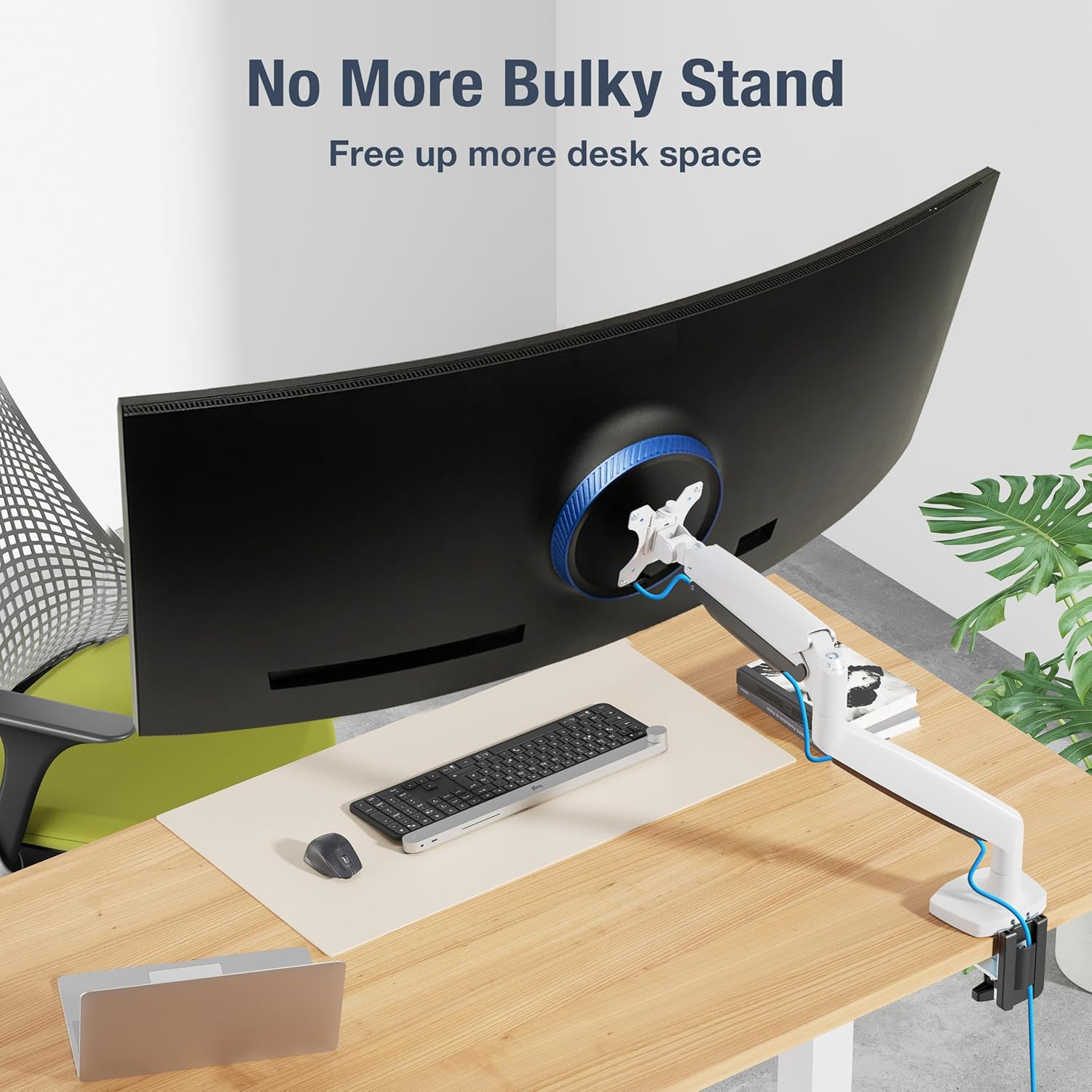 AVLT Single Monitor Arm Desk Mount for 17"-45" Ultrawide Screens, Full Motion Adjustable Height, Swivel, Tilt, Rotation, VESA Compatible with Cable Management (White) image number 5