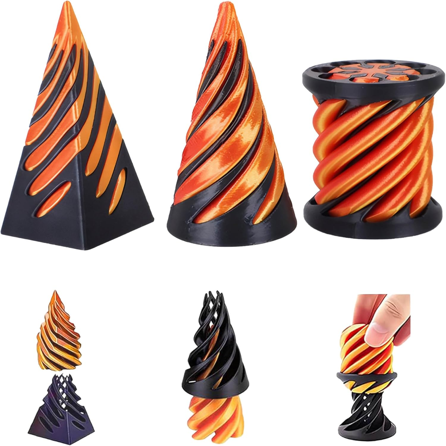 3D Spiral Cone Fidget Stress Relief Toys Suitable for Young People ( 6 Cones )