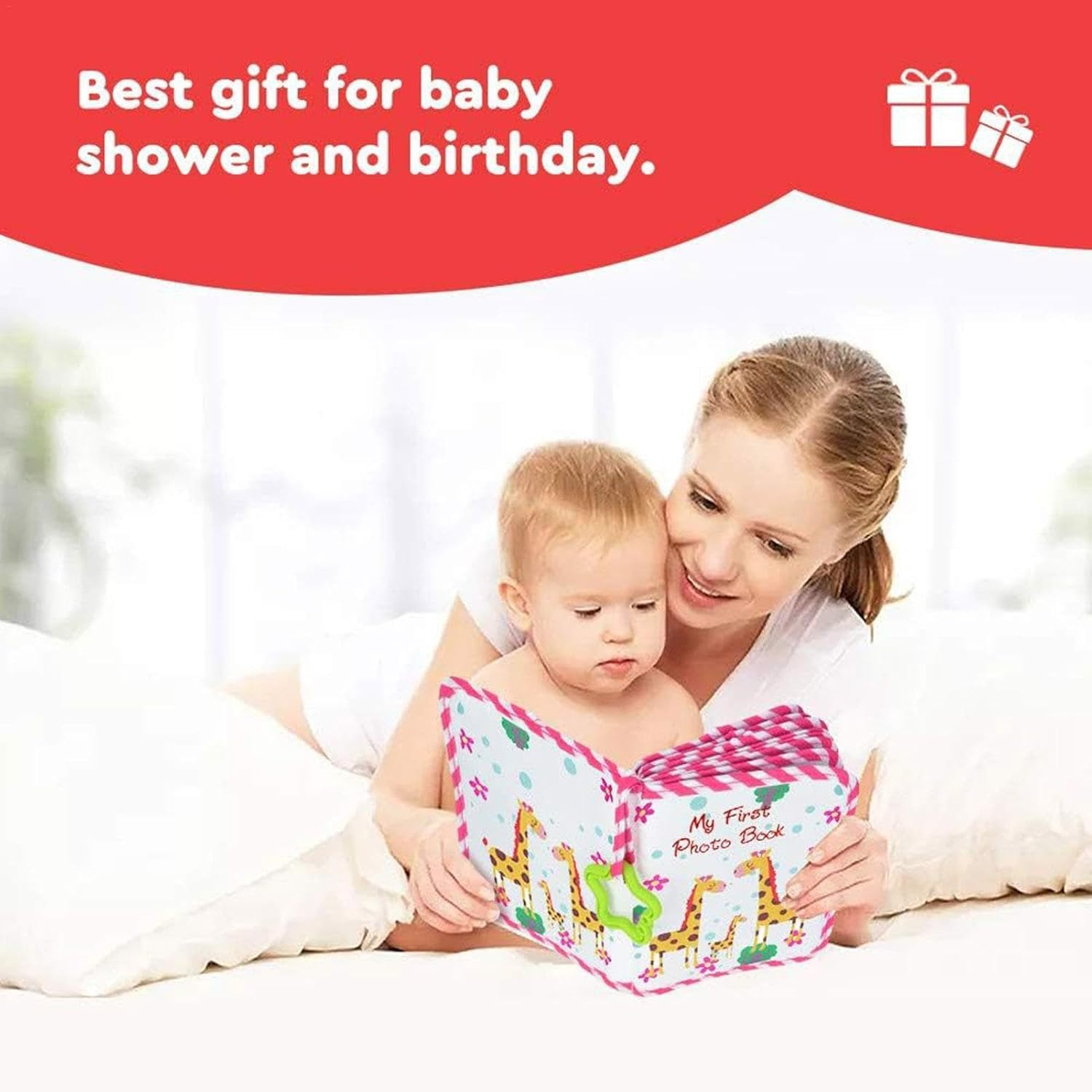 My Firsts Family Photo Album - Soft Cloth Book for Babies, Baby Record Album, First Photo Album for Baby Boys Girls Shower Parties