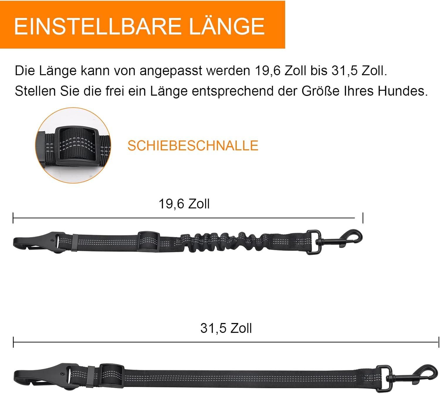 Dog Seat Belt, Pack of 2 Adjustable Seat Belt Dogs for Car, 3-In-1 Reflective Bungee Dog Belt for Car with Hook Seat Belt Dog Car for All Dog Breeds & Car Types (Black) image number 4