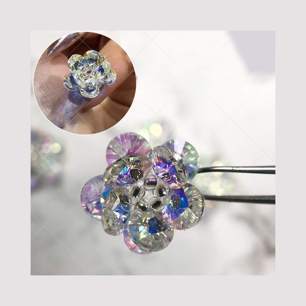 HANGQINGHENG Nail Art Shiny Crystal Flower 3D High Translucent Nail Jewelry Nail Zircon Snowflake Decoration image number 1