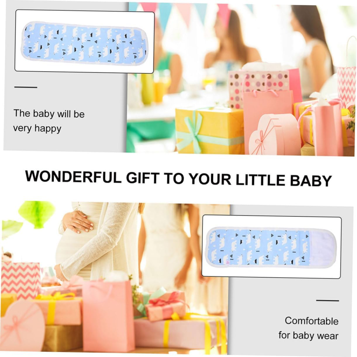 Infant Belly Wrap Newborn Belly Band Cotton Navel Cover Portable Cord Belt Soft Baby Supplies for Autumn Winter (Arctic Bear Blue, Size 80) image number 3