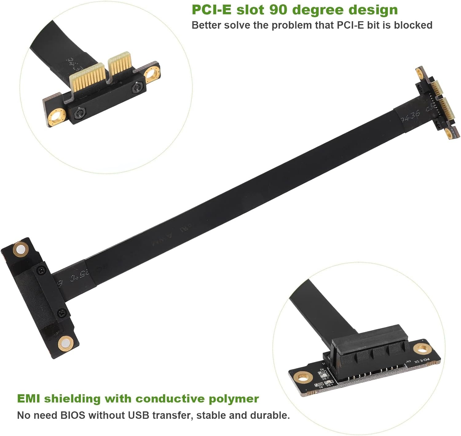 Qezodsx PCIE X1 Riser Cable Dual 90 Degree Right Angle Pcie 3.0 X1 to X1 Extension Cable 8Gbps PCI Express 1X Riser Card 20Cm image number 4