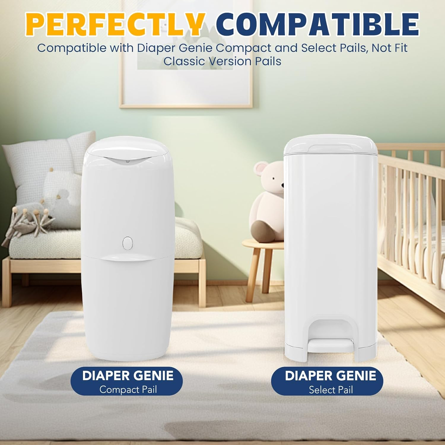 Jumbo Square Refills Disposal Bags Refill Compatible with Diaper Genie Compact and Select Pails (Not Fit Classic Version Pails), Hold up to 810 Newborn-Sized Diapers per Refill, 4 Packs image number 3