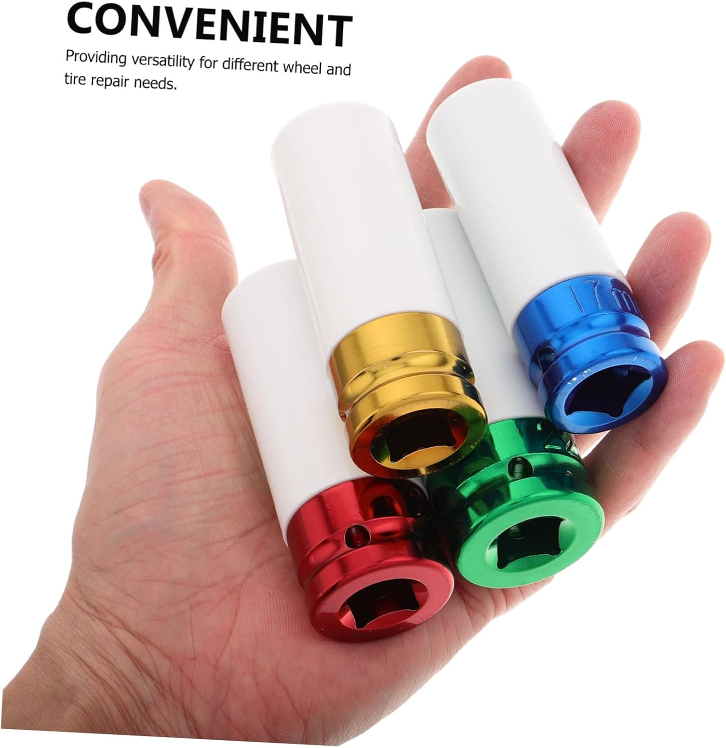 JUMPLAWN 4Pcs Thin Wall Impact Socket Set Color-Coded Lug Nut Removal Tool for Automotive Repairs Pneumatic Compatible Wheel Socket Kit Portable Storage Box