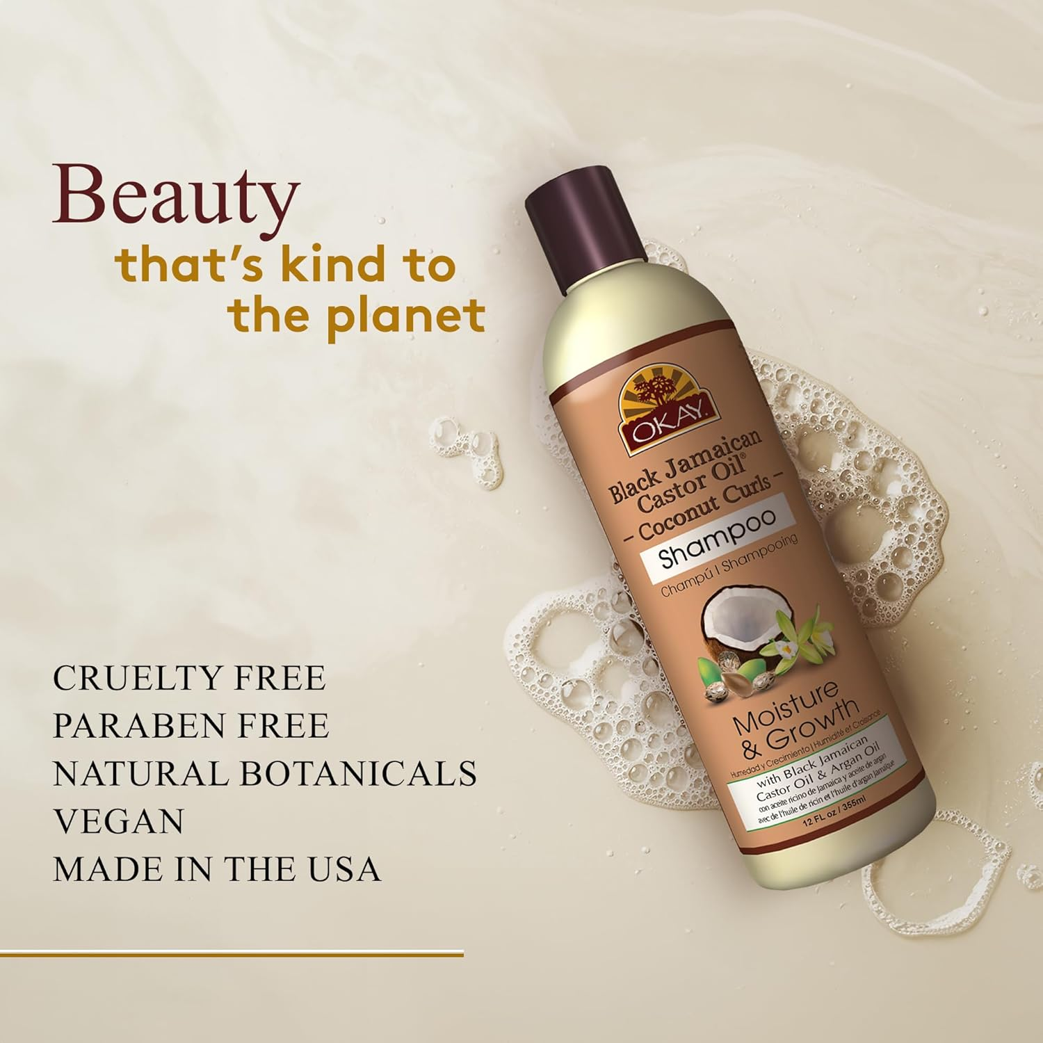 OKAY Pure Naturals OKAY Pure Naturals Black Jamaican Castor Oil & Coconut Shampoo, 12 Ounce, image number 3