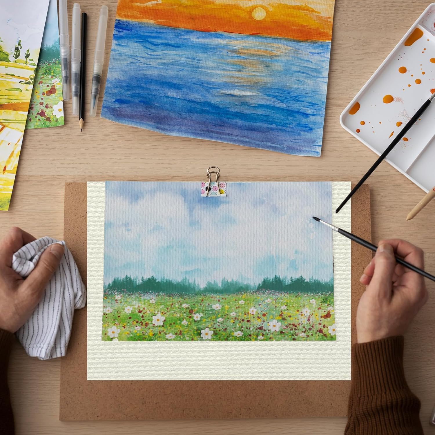 TEAONE Watercolor Paper, 50 Sheets Heavyweight Artist Paper for Painting, Drawing (29.7 X 21Cm/11.69 X 8.26In) image number 1