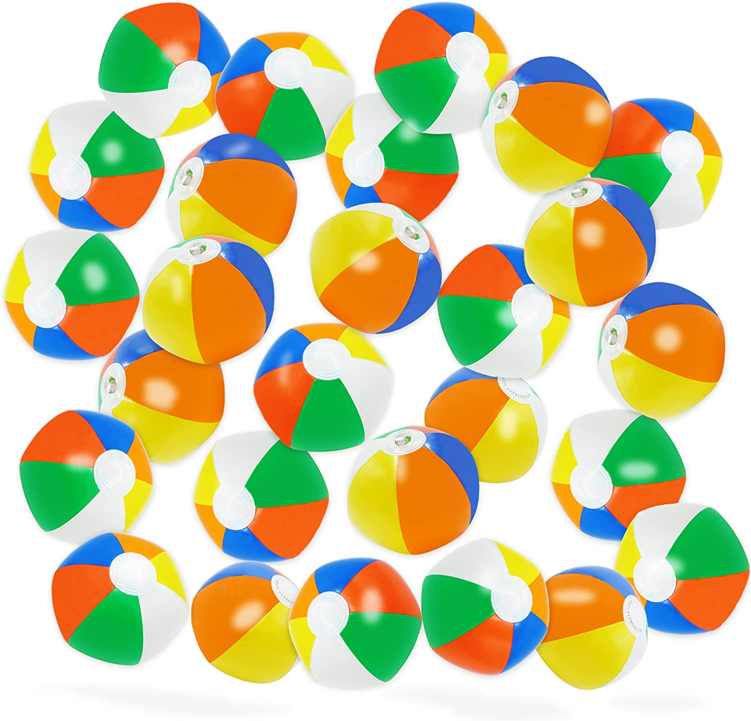 4E'S Novelty Mini Beach Balls Bulk Packs (28,50, or 100) Summer Party Favors for Kids, Inflatable Pool Toys, Hawaiian Party Decorations or Pool Party Goodie Bag Fillers image number 4