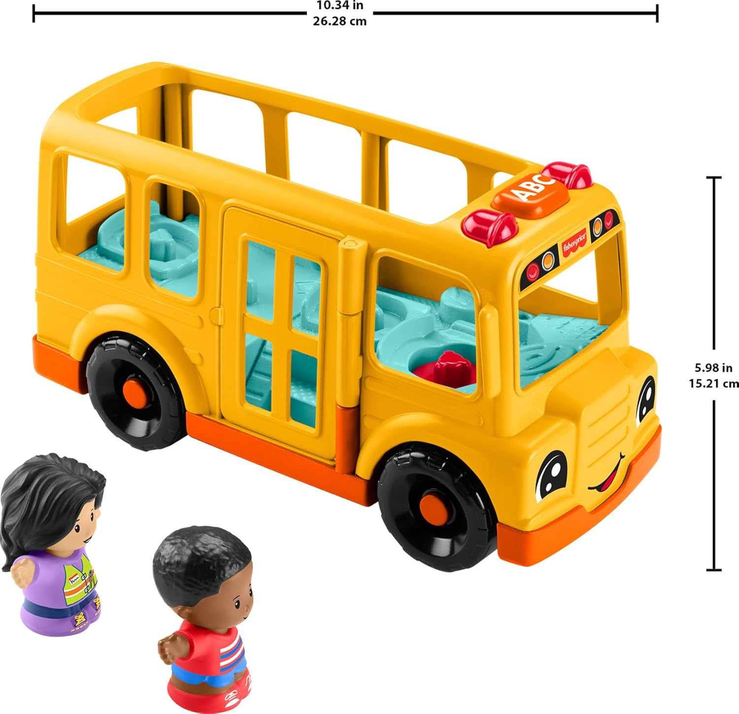 Fisher-Price Little People Toddler Toy School Bus Musical Push-Along Vehicle with 2 Figures for Pretend Play Ages 1+ Years image number 5
