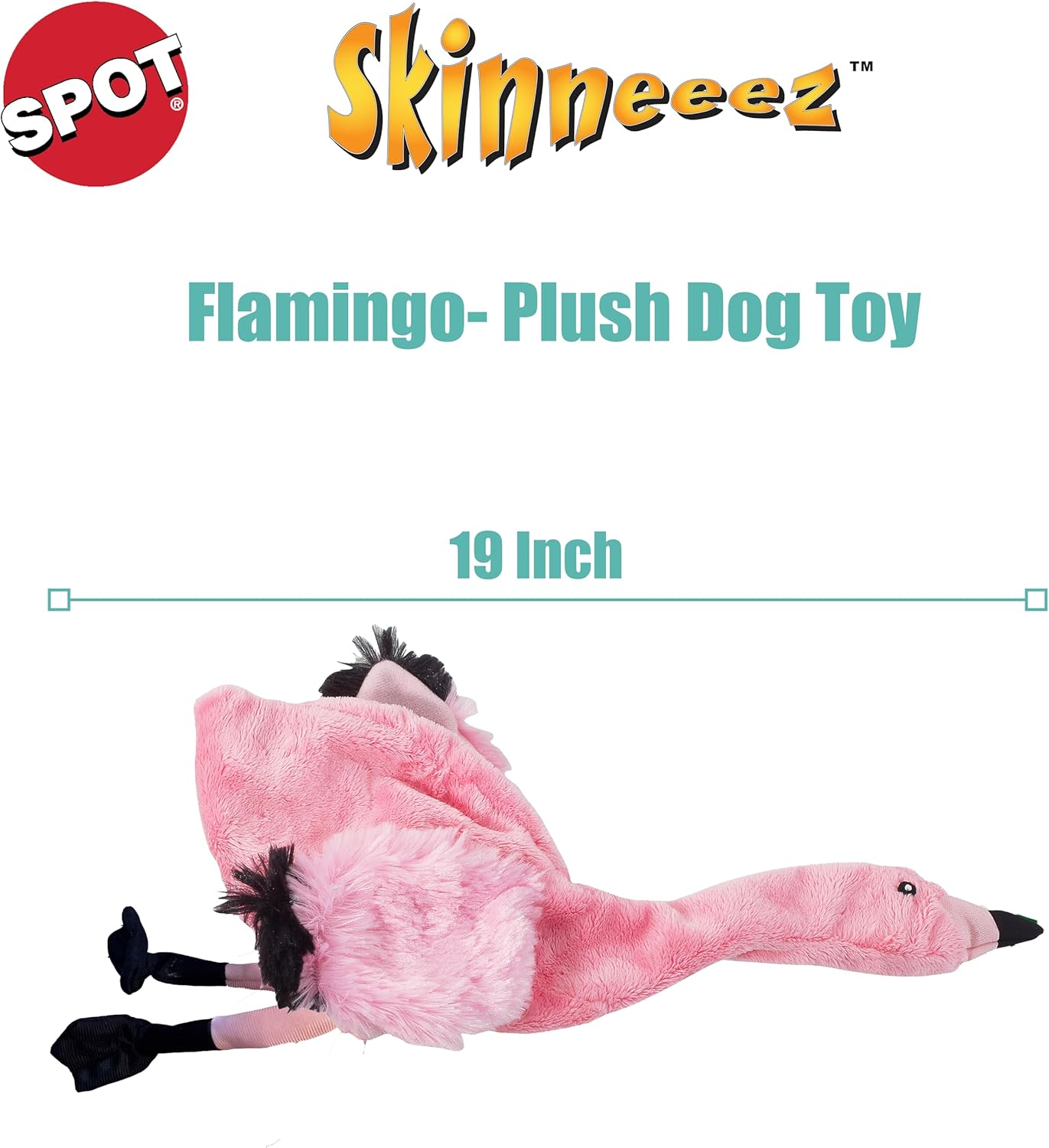 SPOT by Ethical Products Skinneeez - the Original Stuffless Stuffingless Dog Toys - Squeak Toys Tug Toy Small Dogs and Large Dogs Puppy Chew Toy Alternative Interactive Dog Toy - Flamingo - Large - Flamingo image number 6