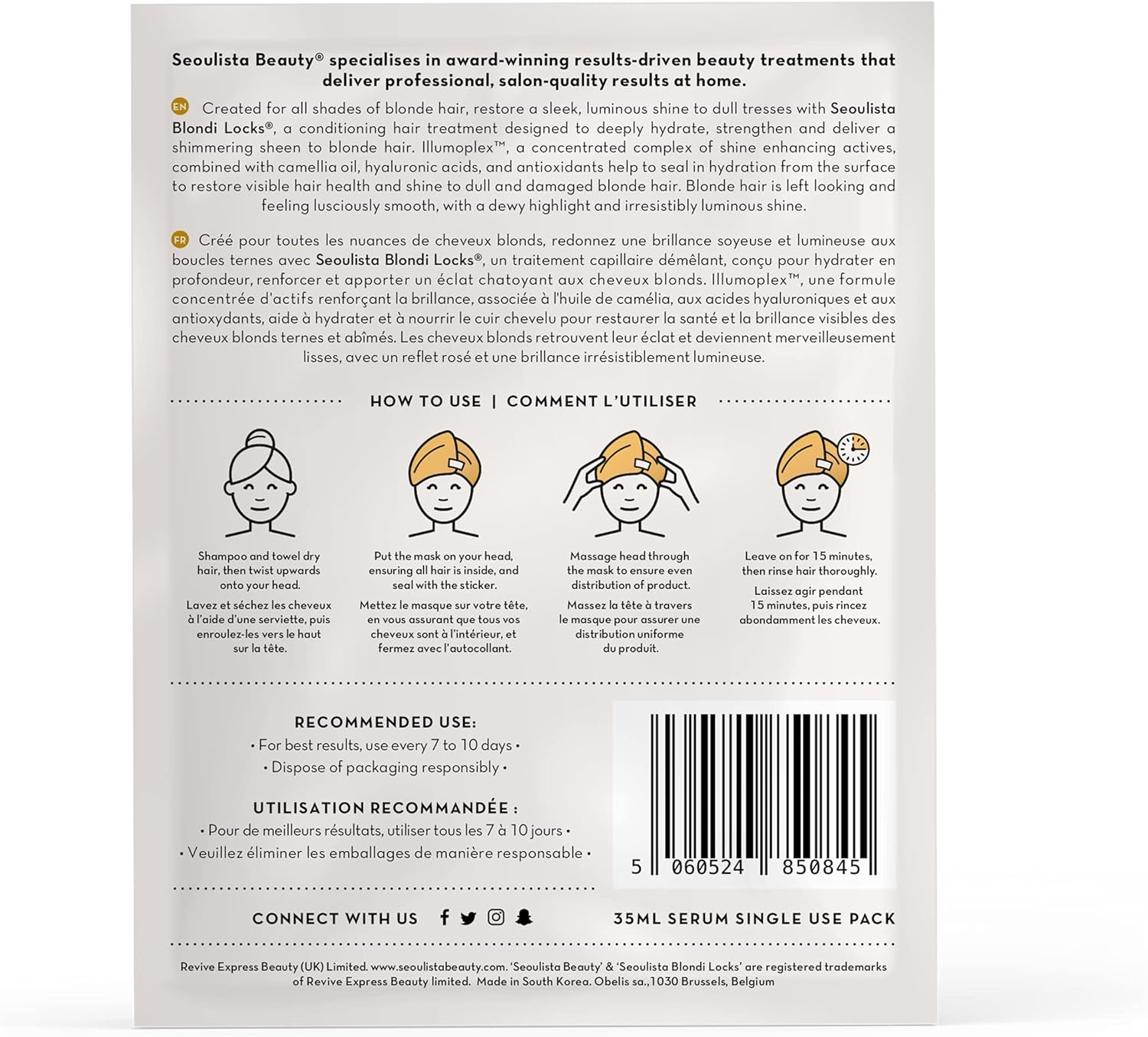 Seoulista Beauty Blondi Locks Hair Mask - HELP RESTORE LUMINOSITY and SHINE to BLONDE HAIR | Designed to Deeply Hydrate, Strengthen and Deliver a Shimmering Sheen to Blonde Hair, Beige image number 4