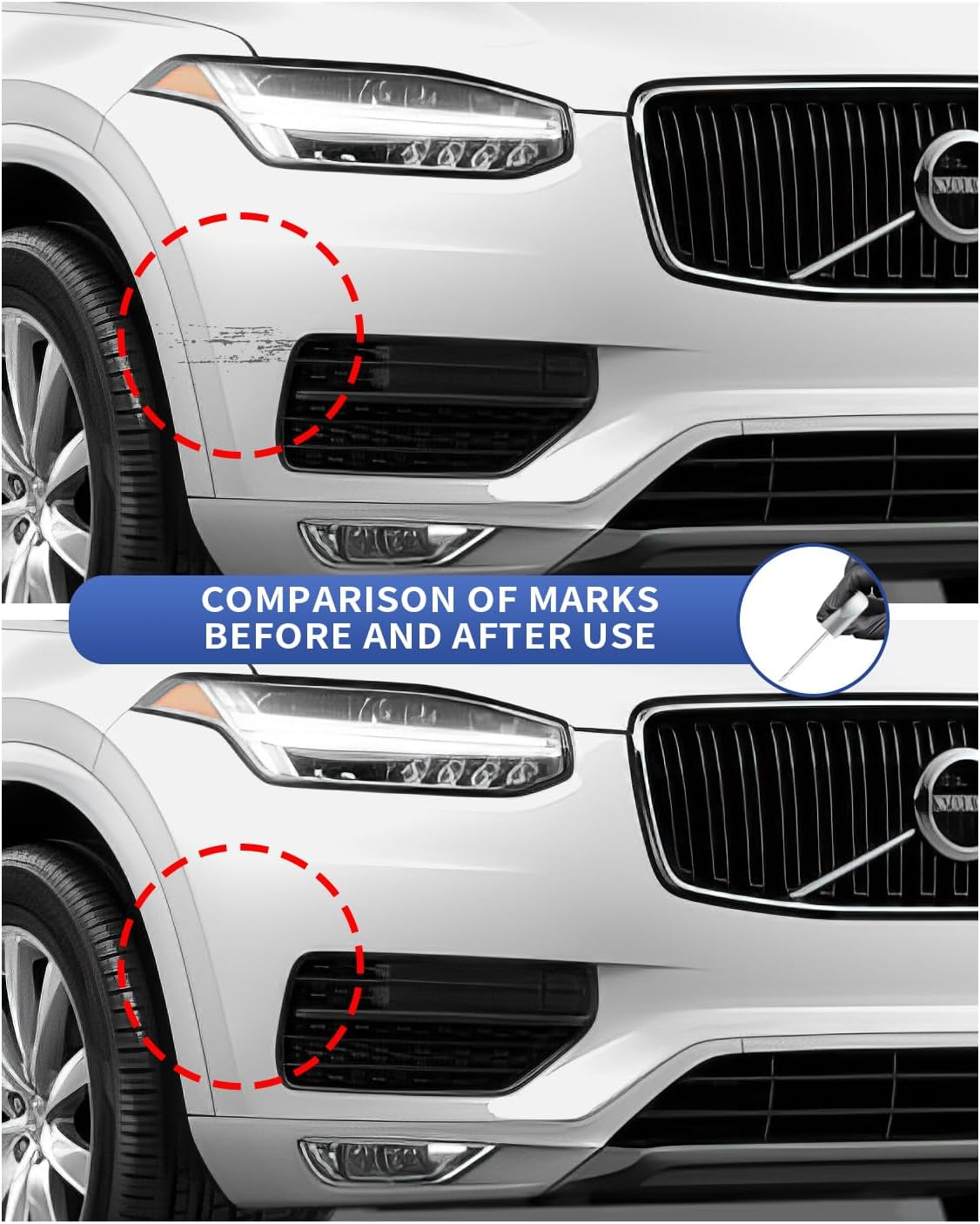 Crystal White Pearl Tricoat(707) Touch up Paint Repair Kit Compatible with Volvo - DIY Kit Exactly Matches Chips and Nicks image number 1