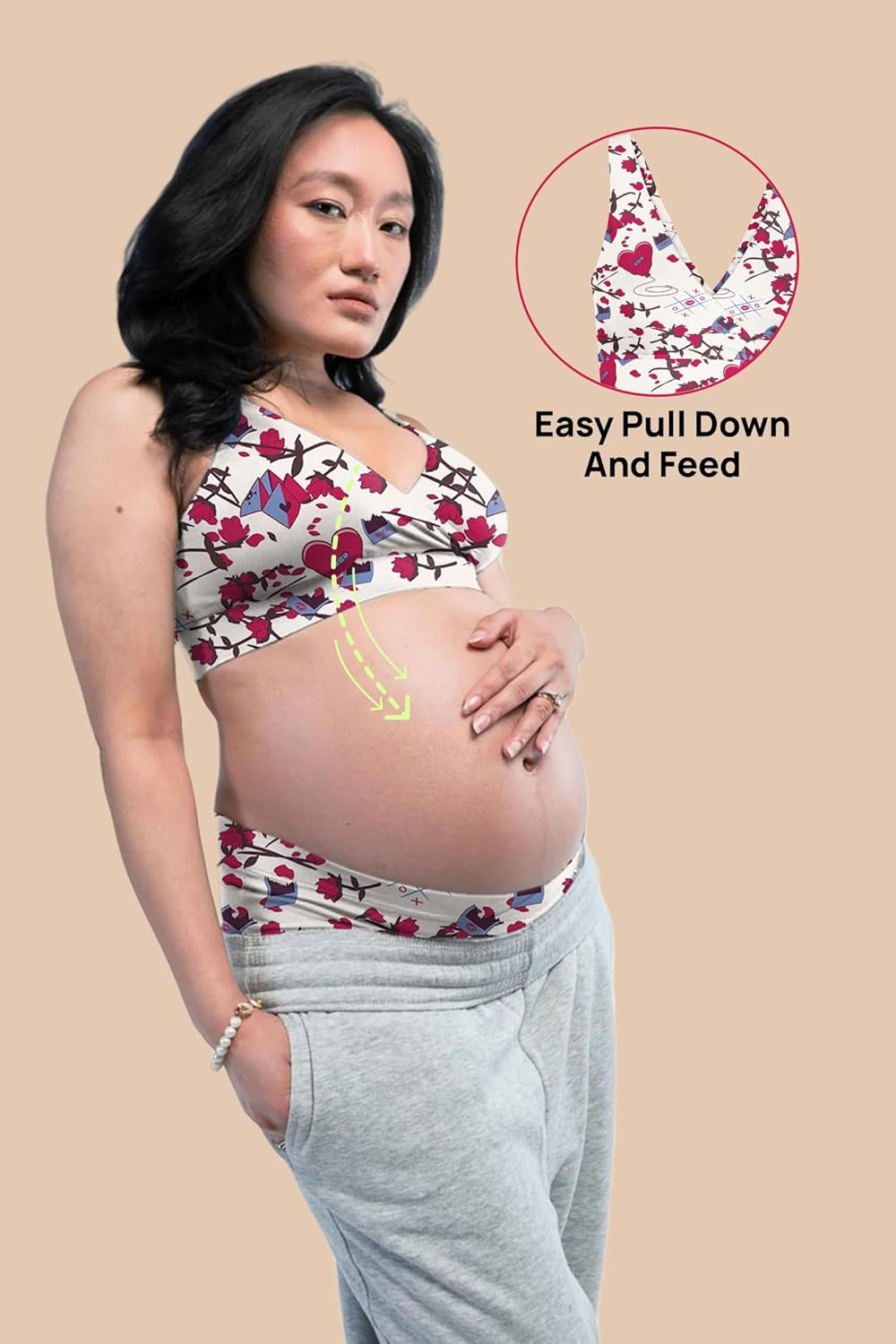 &Circus Maternity Bra | Nursing Bra for Women | Pull down Feeding Bra | Non Padded Bra for Women Slip on | Tencel Micromodal image number 4