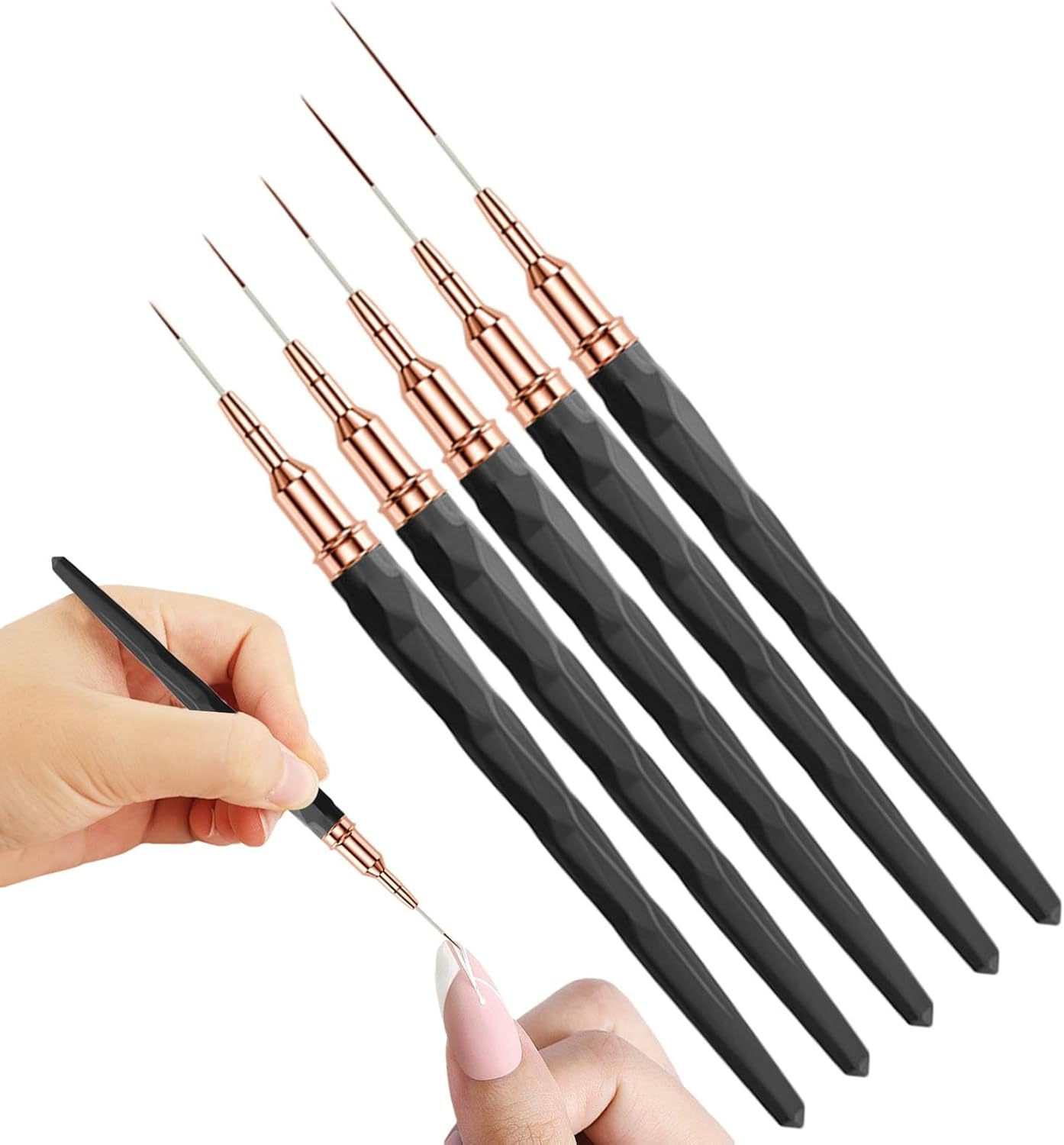 French Tip Brush | Nail Paint Brush Fine Tips | Sizes 7/9/11/15/25Mm, UV Gel Polish Painting Nail Design Tools for Long Lines, Thin Details, Fine Drawing