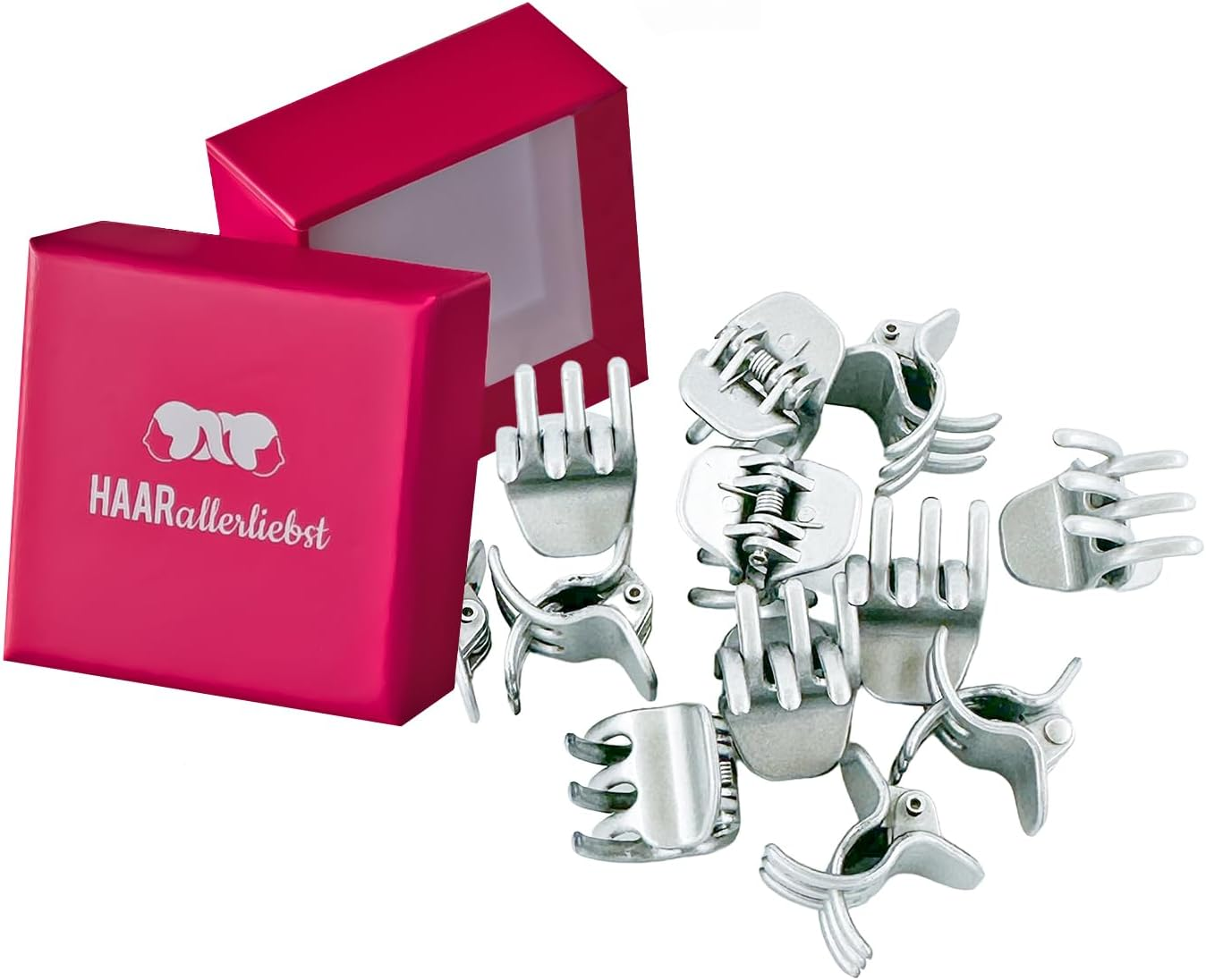 Haarallerliebst&reg; Orchid Small Hair Clips, 2 Cm, Silver Mini Hair Clips in Box, Small Hair Clip, Hair Clips, Hair Accessories, Small Clips for Girls and Women