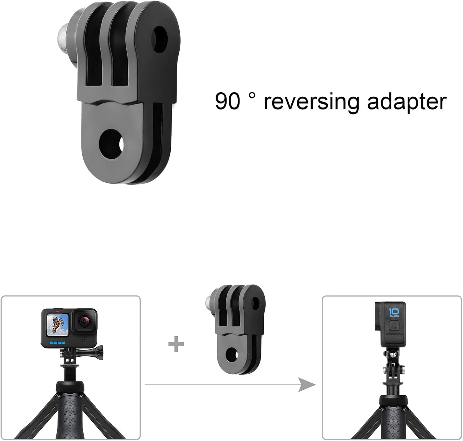 SOONSUN Dual Twin Mount with 90&deg; Direction Elbow Adapter for Gopro Hero 13 12 11 10 9 8 7 6 5 4 3 2, Session, Dual Mount Bracket Accessories for Action Camera