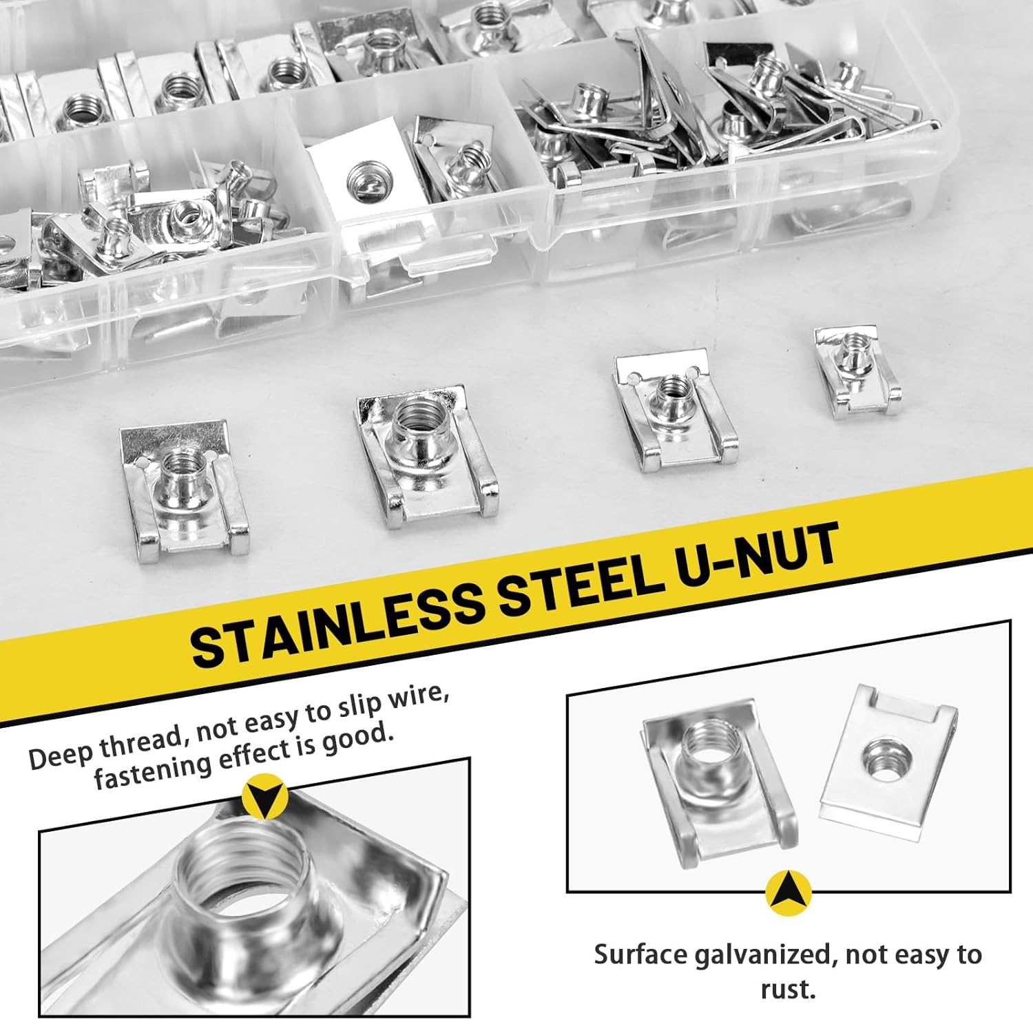 50Pcs M4 M5 M6 M8 304Stainless Steel Auto Car U-Clip, Automotive U Nut Clips U-Style Clip-On Nuts U Fastener Clips U Clip Nuts for Engine Fender Bumper Dash Door Panel Interior image number 6